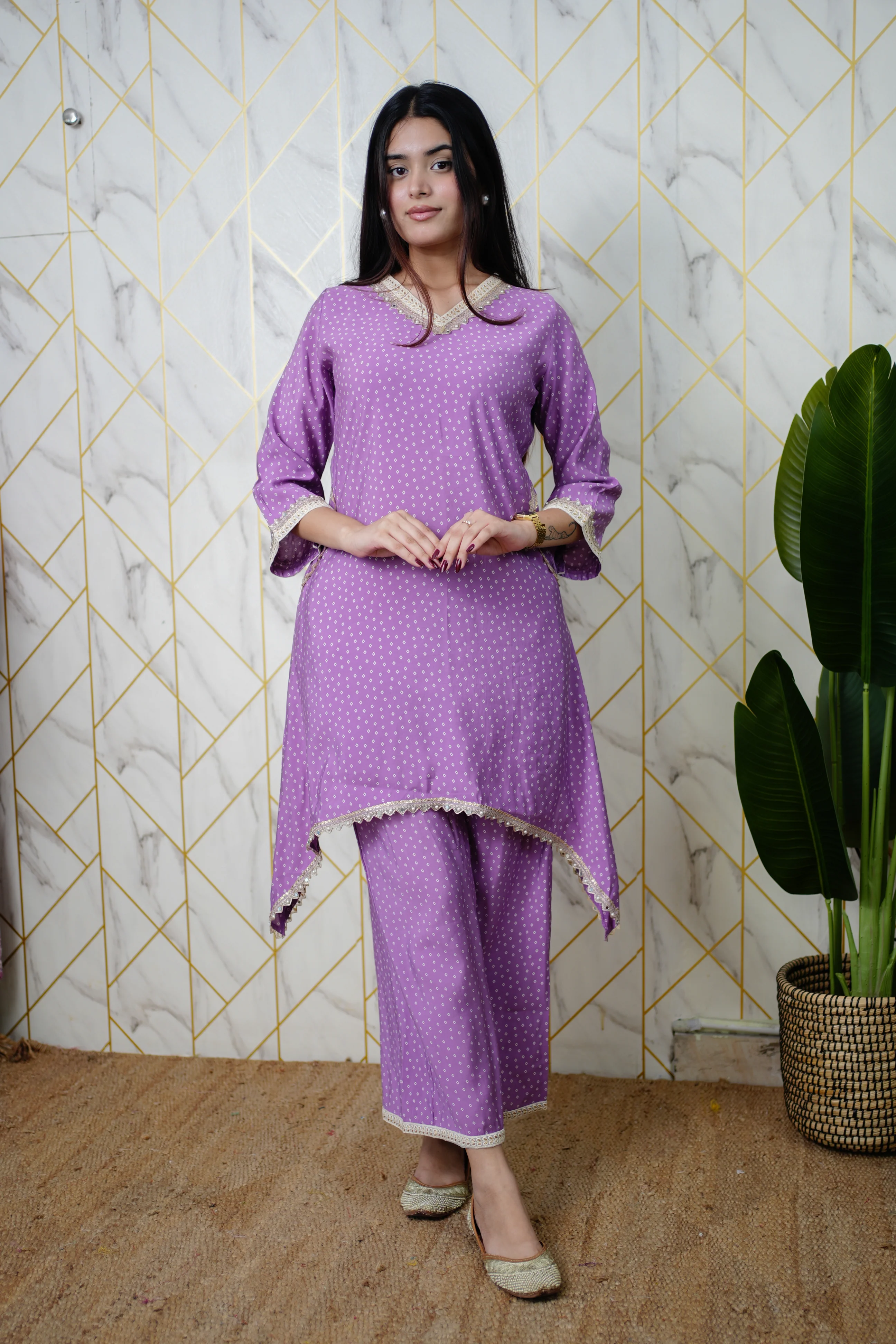 Saachi Asymmetric Muslin Embroidered Coord Set - Image 3