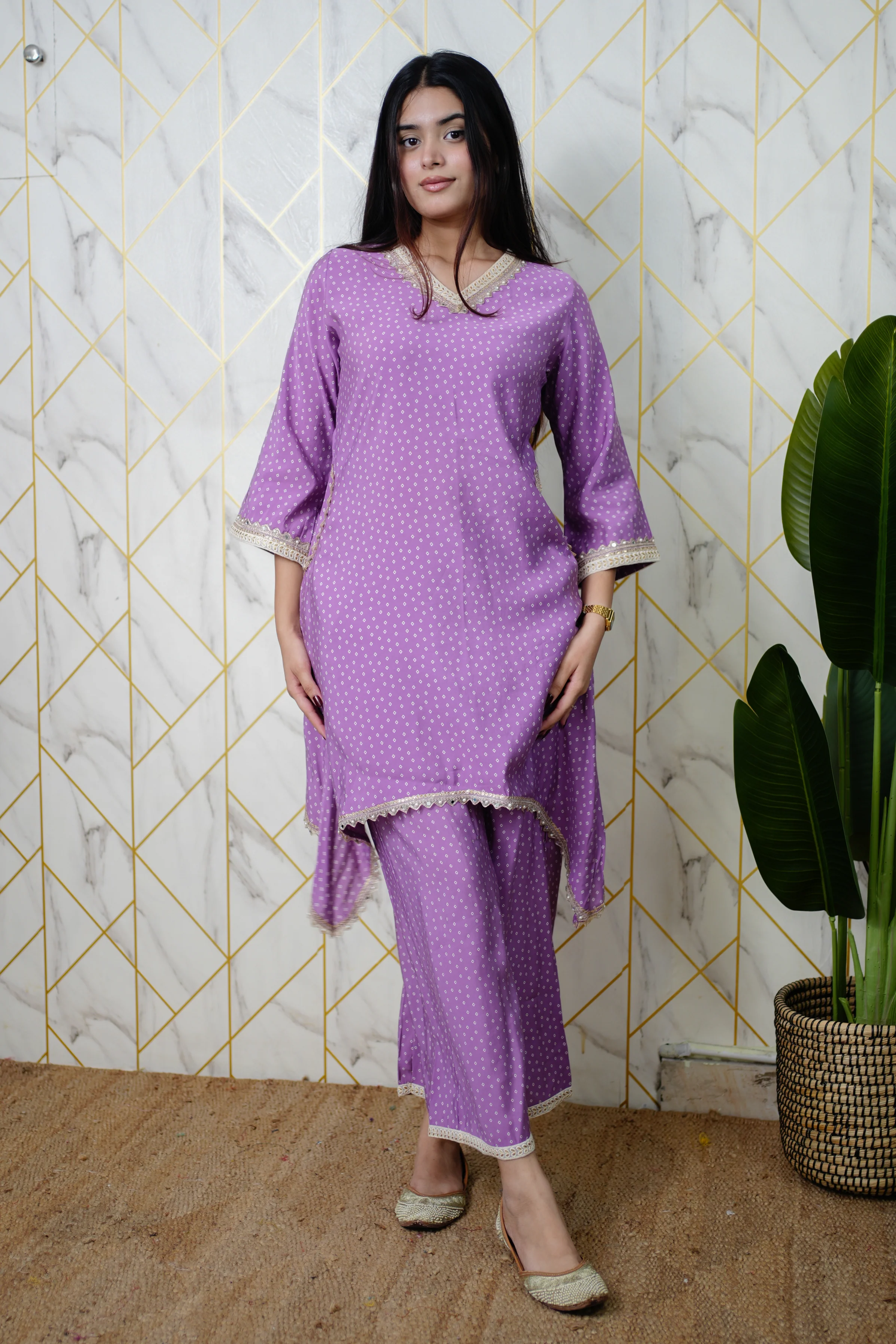 Saachi Asymmetric Muslin Embroidered Coord Set - Image 4