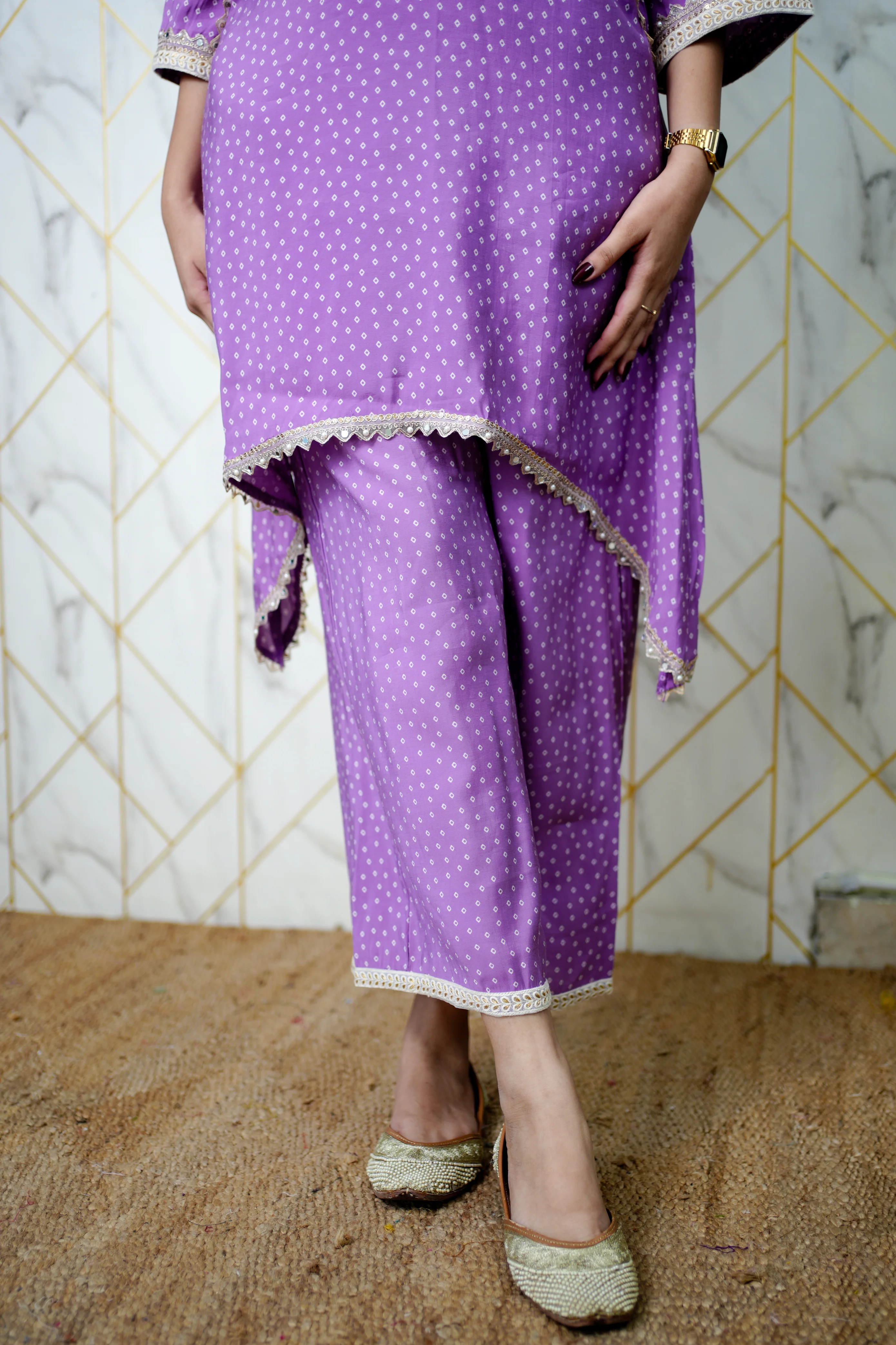 Saachi Asymmetric Muslin Embroidered Coord Set - Image 5
