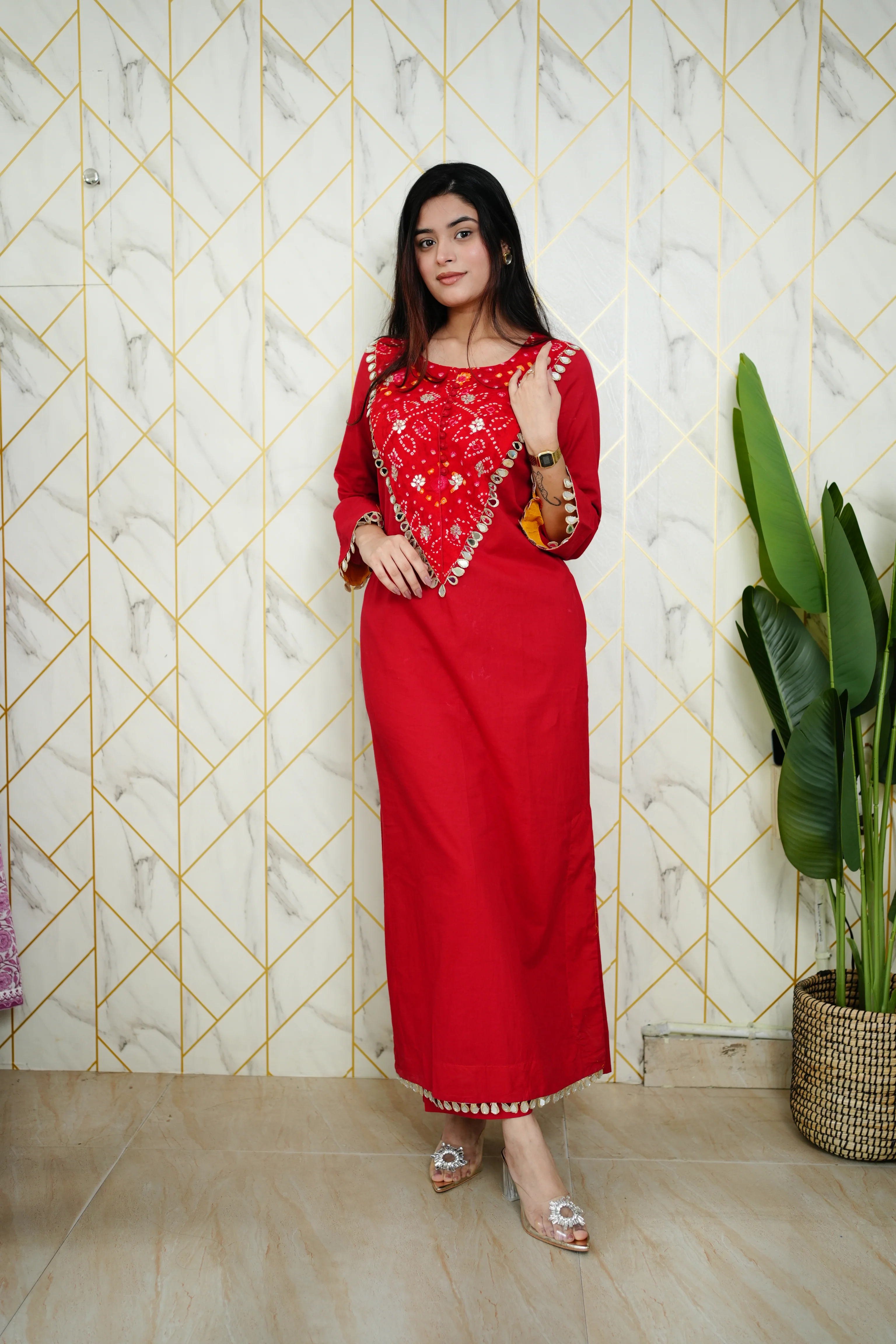 Saafi Cotton Mirror Deatailed Pant Set - Image 14