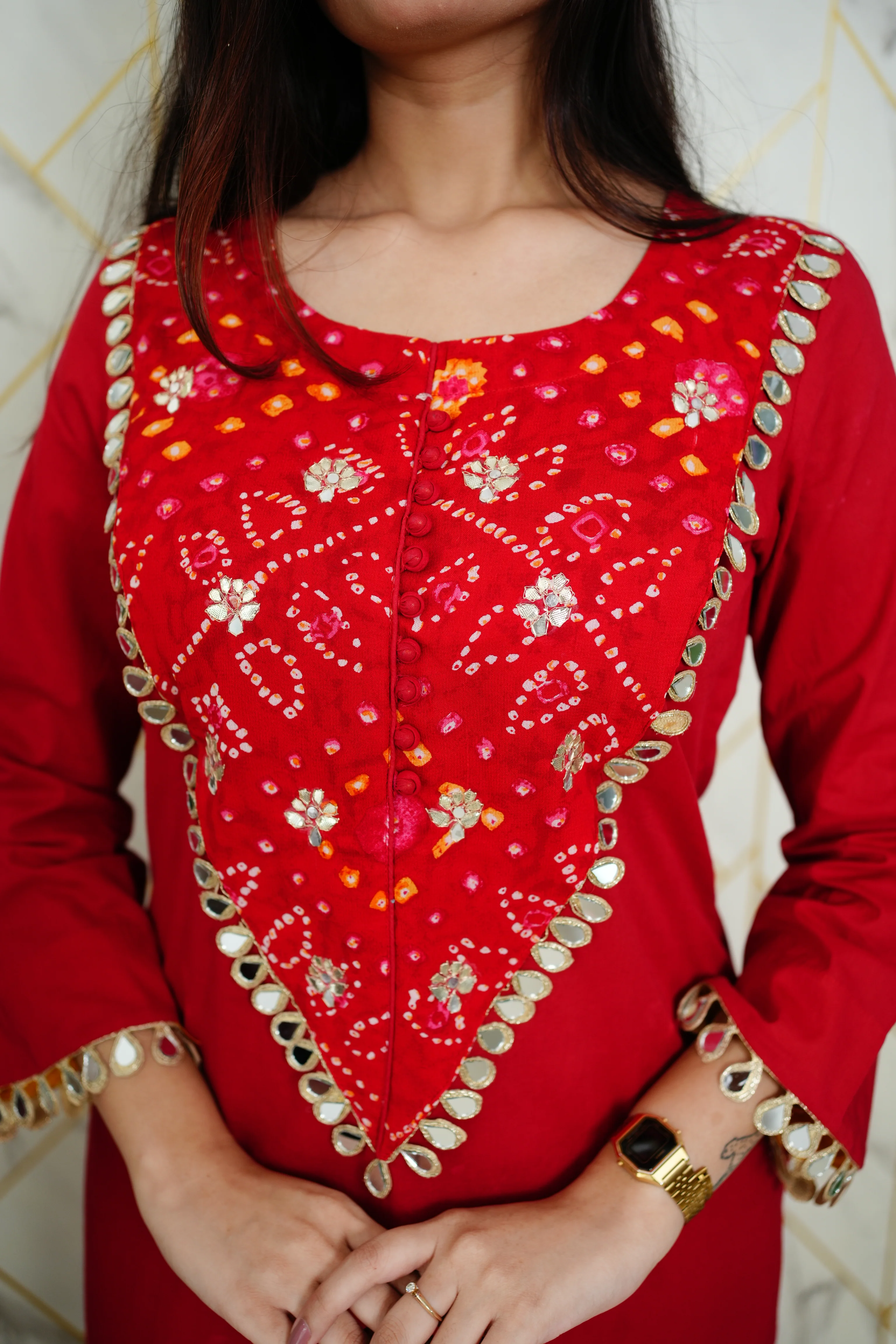 Saafi Cotton Mirror Deatailed Pant Set - Image 17