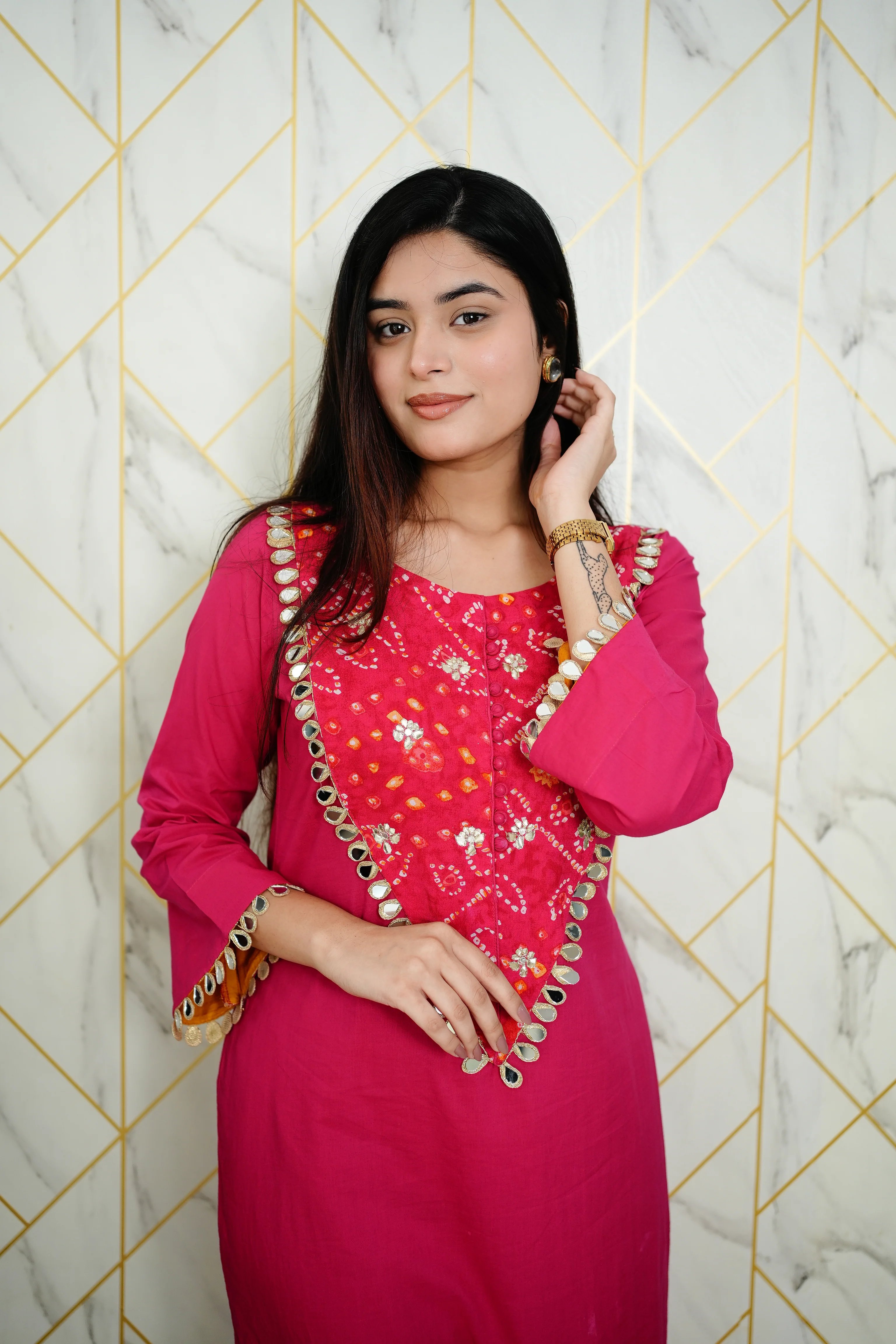 Saafi Cotton Mirror Deatailed Pant Set - Image 5