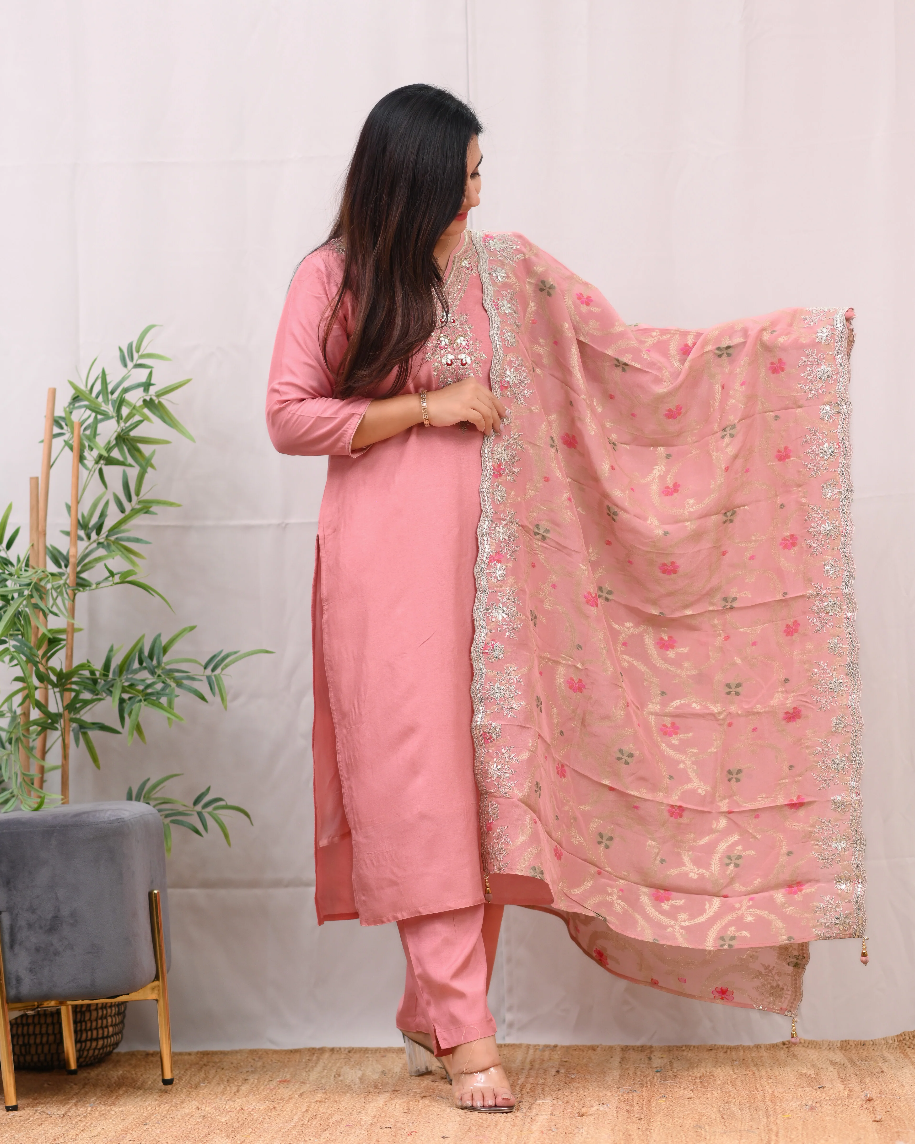 Sabita Silk Hand embroidered Pant Set - Image 2