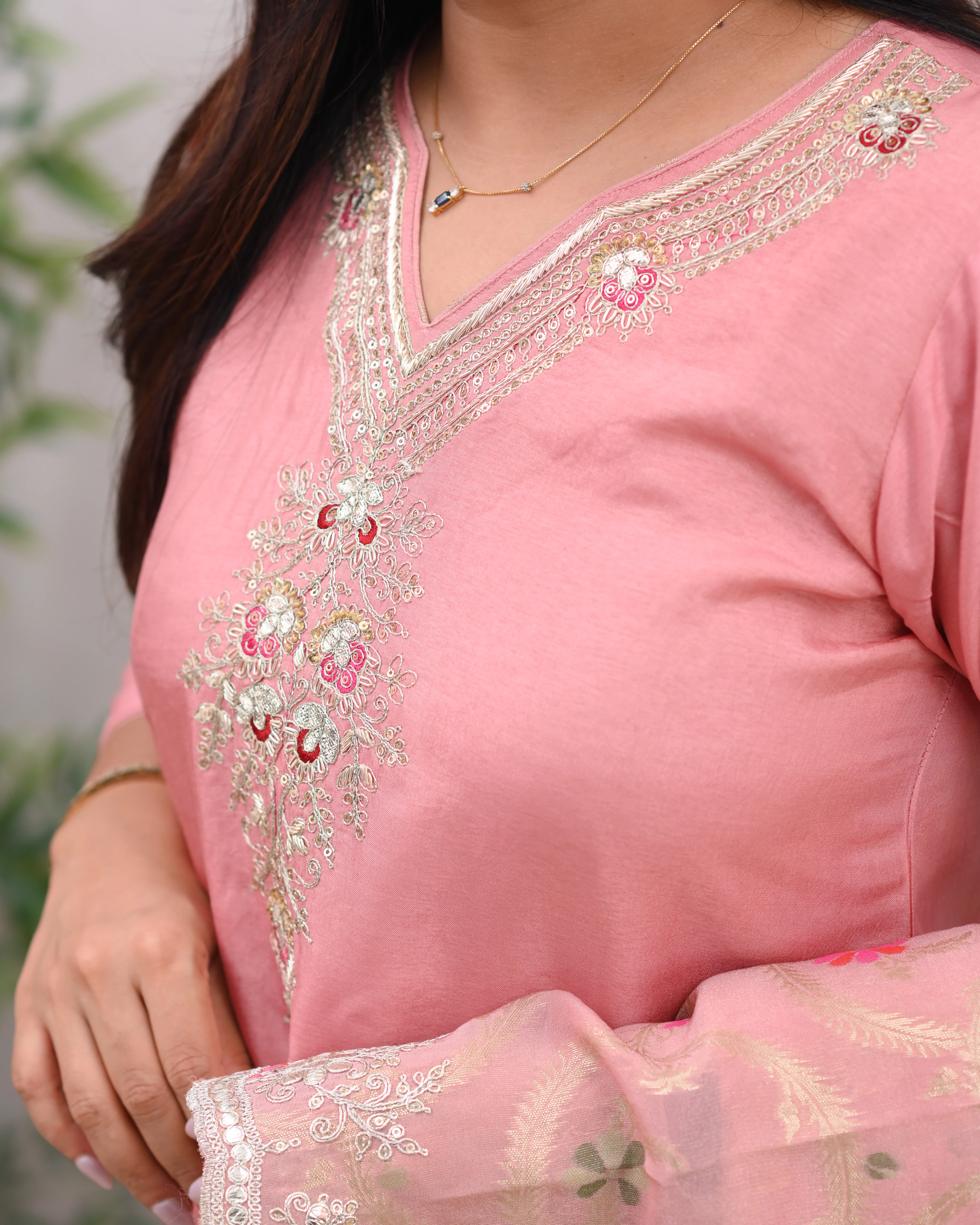 Sabita Silk Hand embroidered Pant Set - Image 5