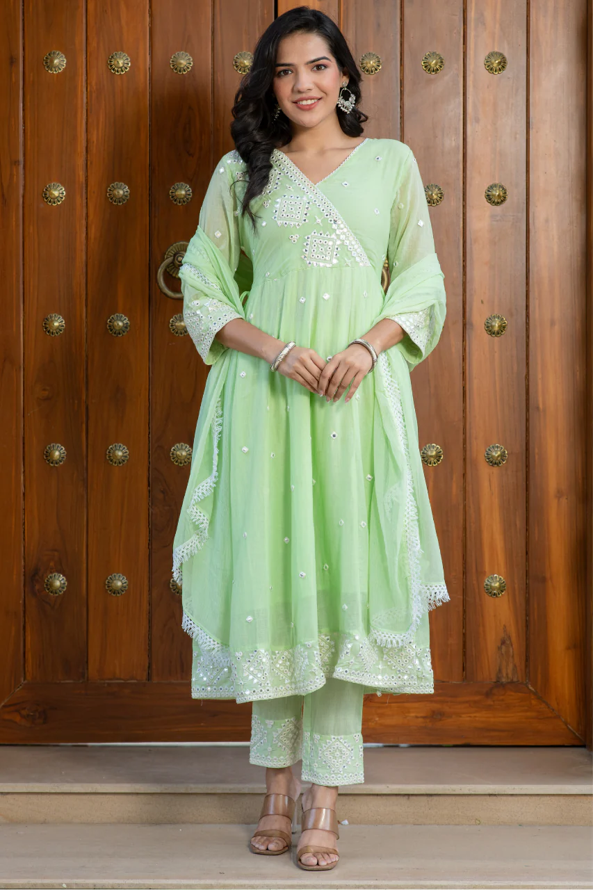 Sahaj Mul Cotton Embroidered Anarkali Set - Image 2