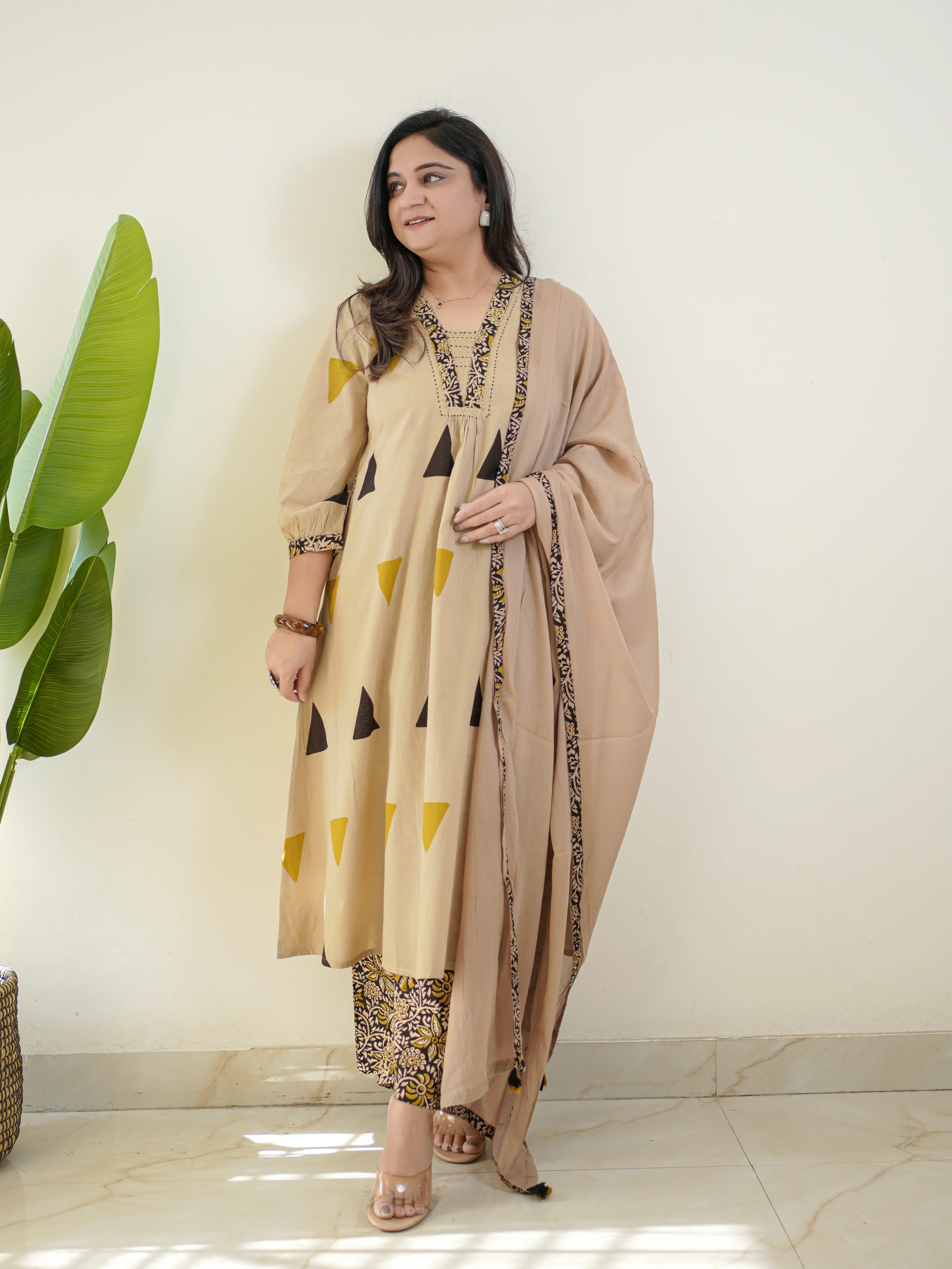 Saloni Kalamkari Cotton A-line Dupatta Set - Image 5