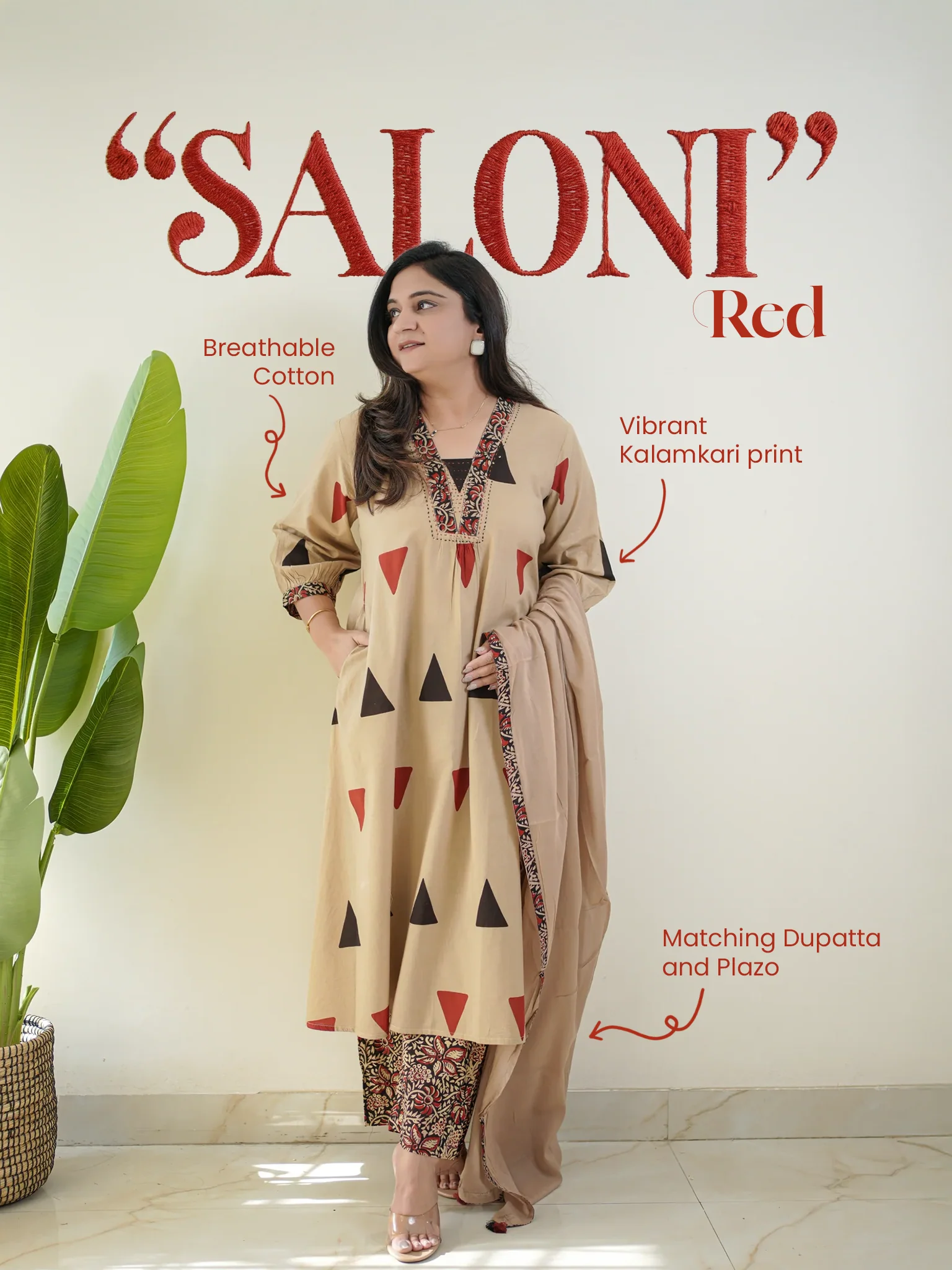 Saloni Kalamkari Cotton A-line Dupatta Set - Image 9