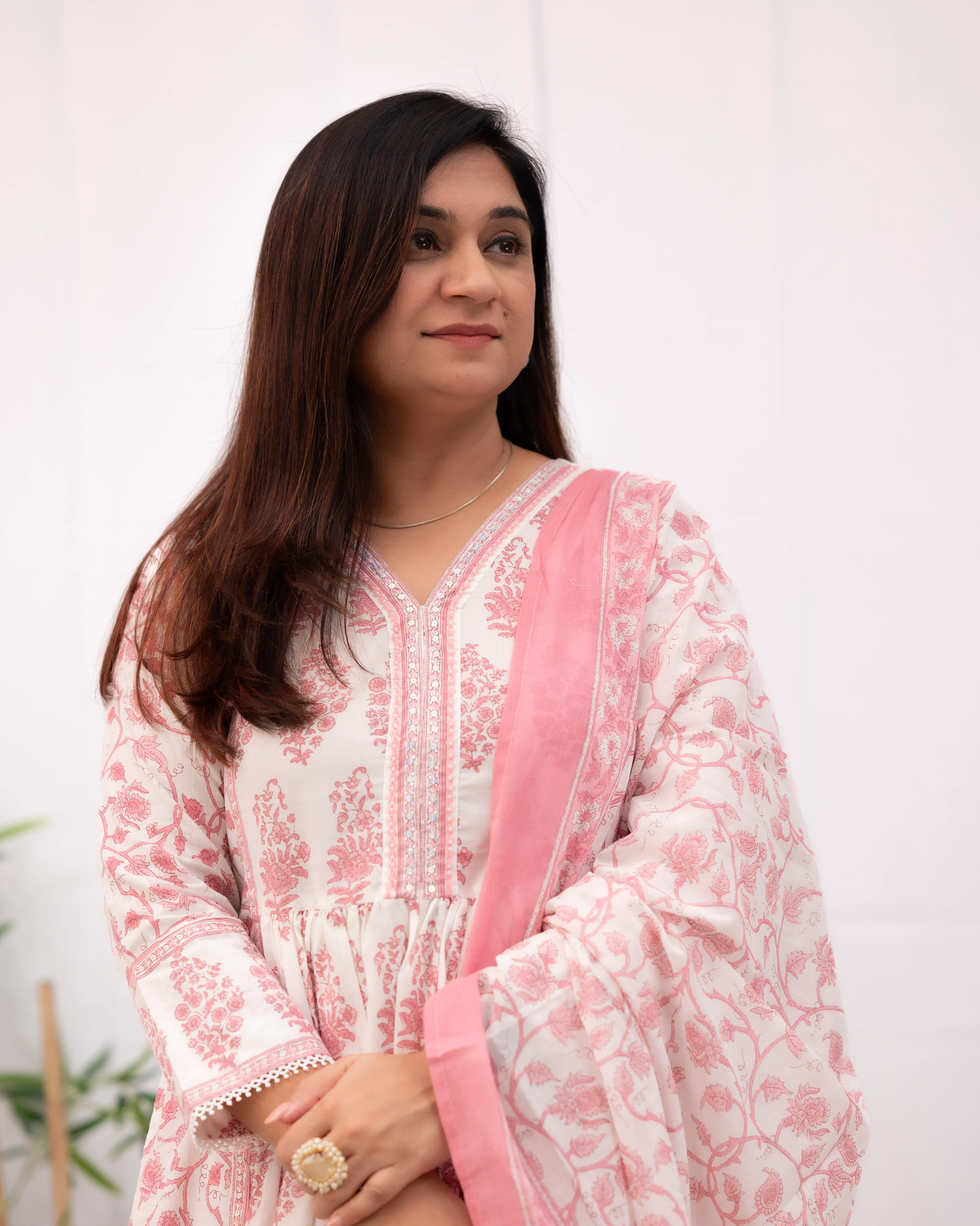 Saloni Premium Cotton Embroidered Anarkali Pant Set - Image 9