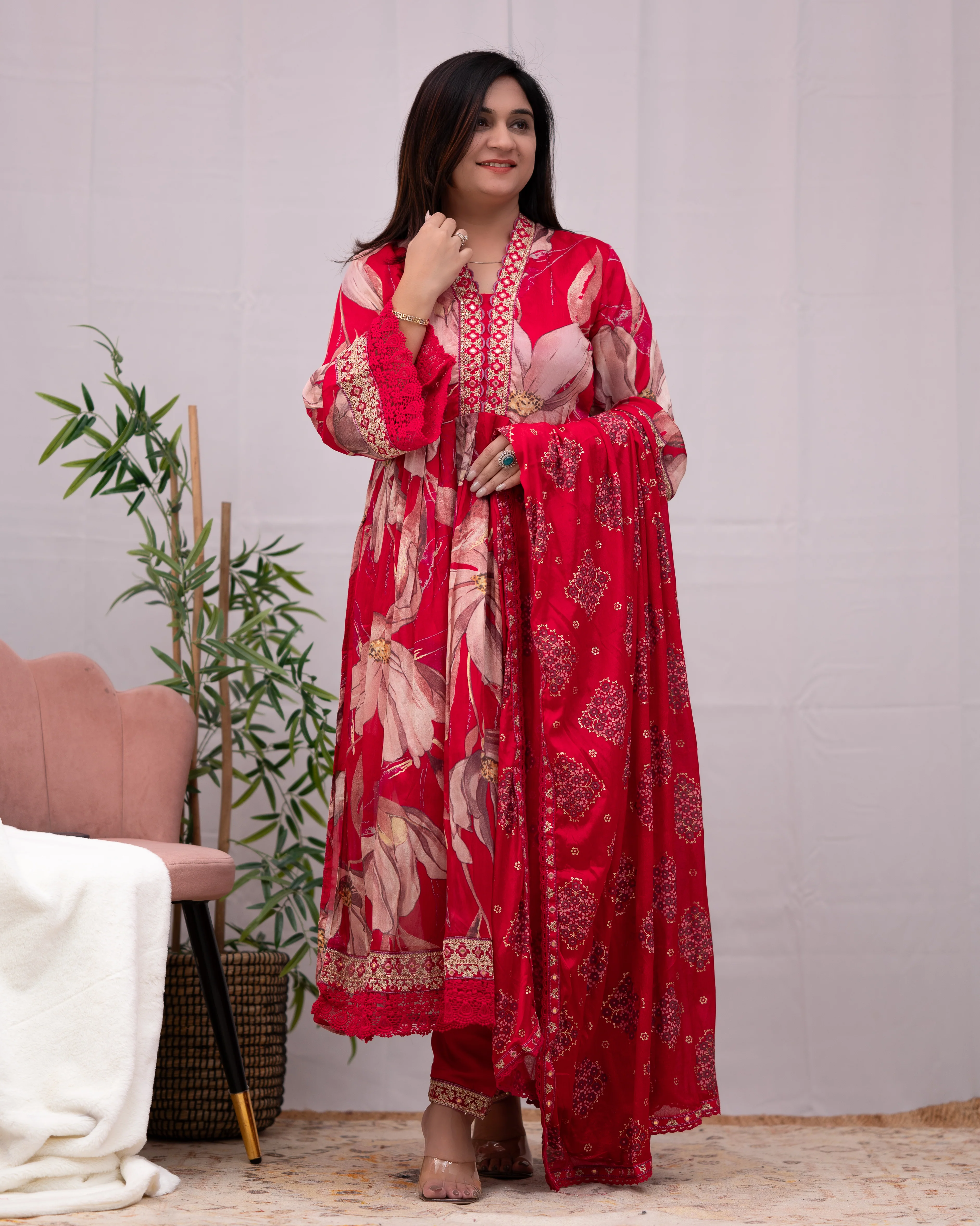 Samiksha Chinnon Embroidered Floral Nyra Pant Set - Image 7