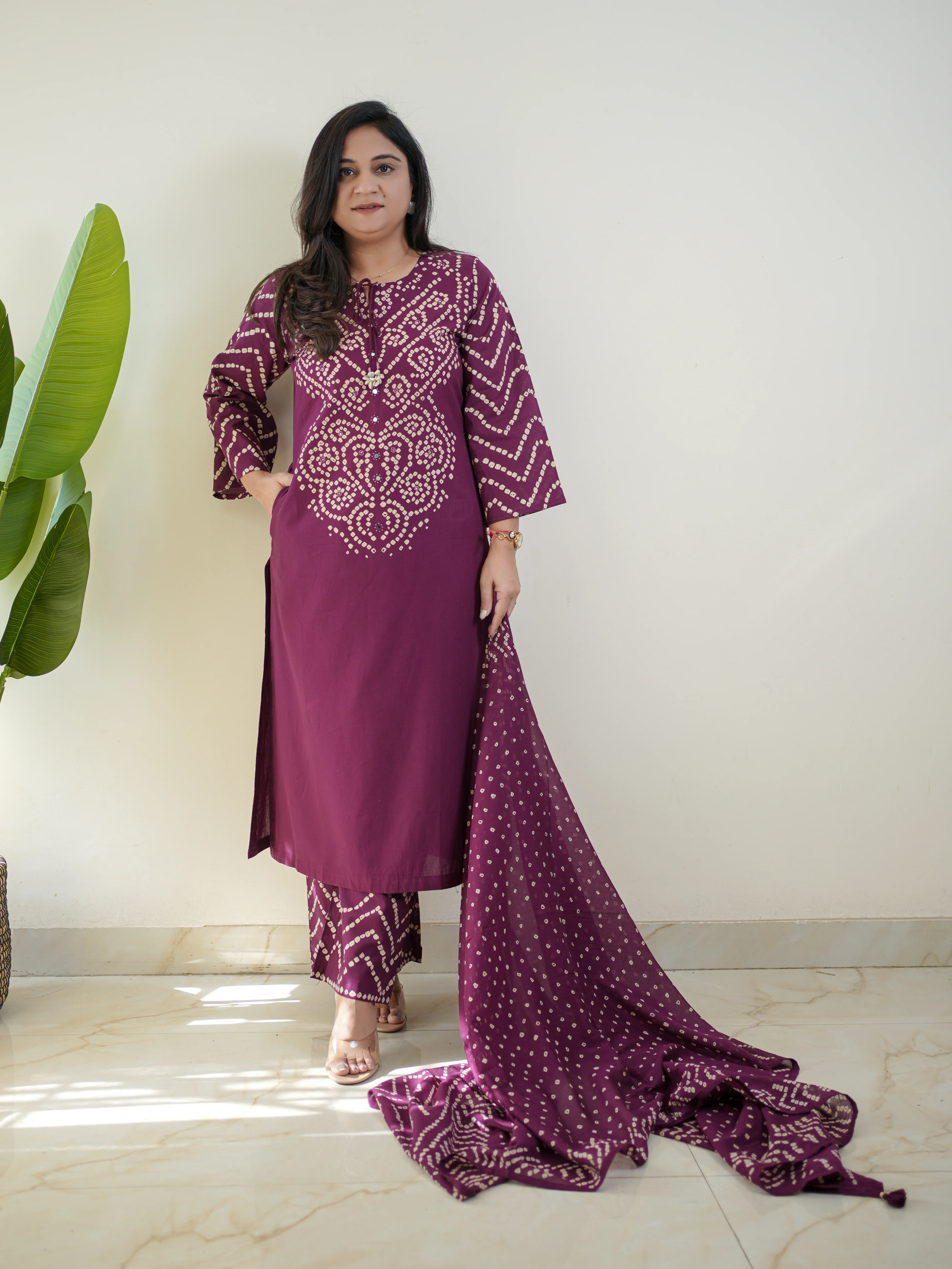 Sanchi Cotton Bandhani Straight Pant Set - Image 11