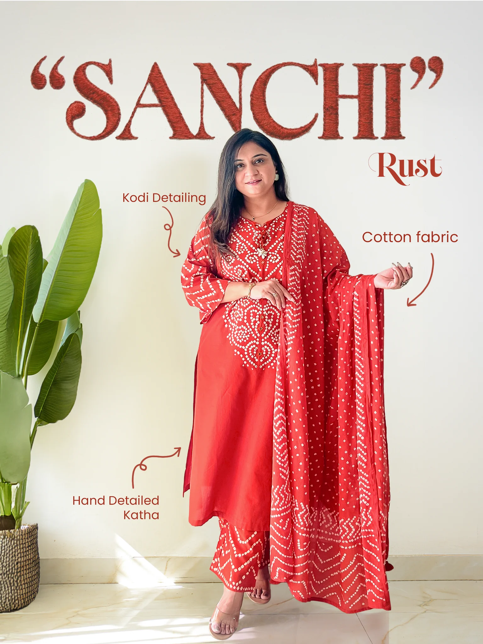 Sanchi Cotton Bandhani Straight Pant Set - Image 3