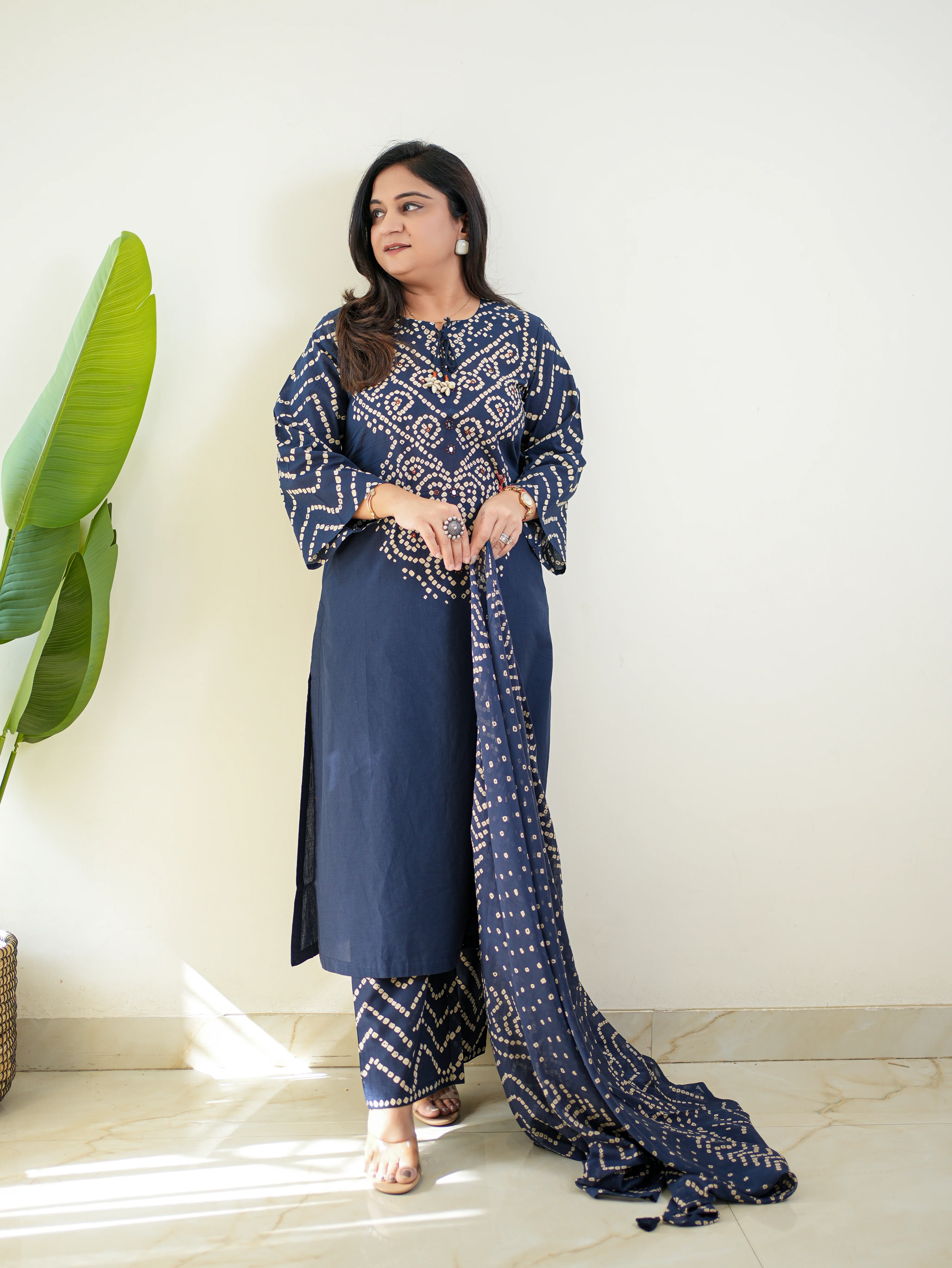 Sanchi Cotton Bandhani Straight Pant Set - Image 39