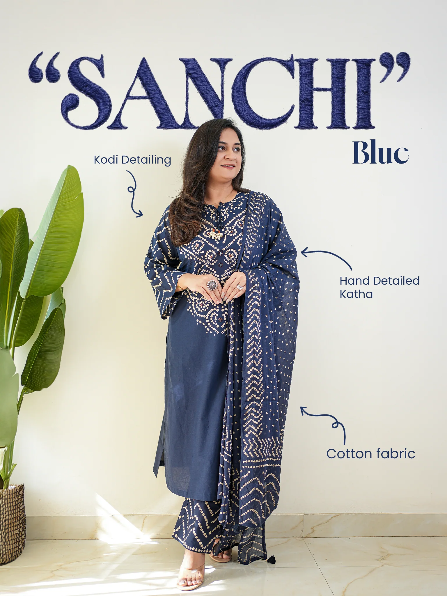 Sanchi Cotton Bandhani Straight Pant Set - Image 4