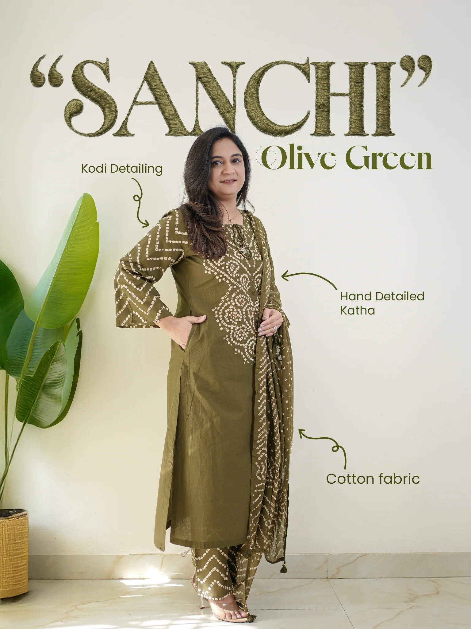 Sanchi Cotton Bandhani Straight Pant Set - Image 6