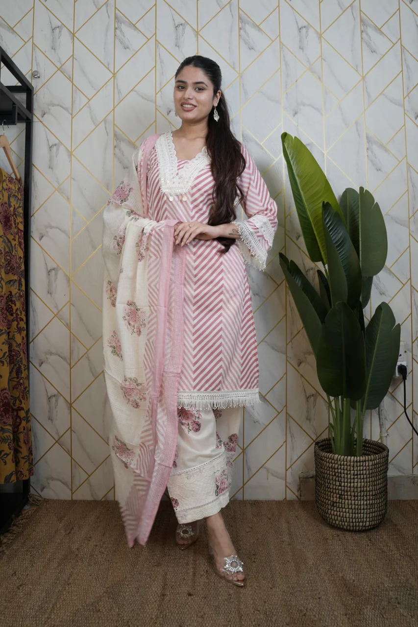 Sara Leheriya Cotton Detailed Farshi Salwar Set - Image 13
