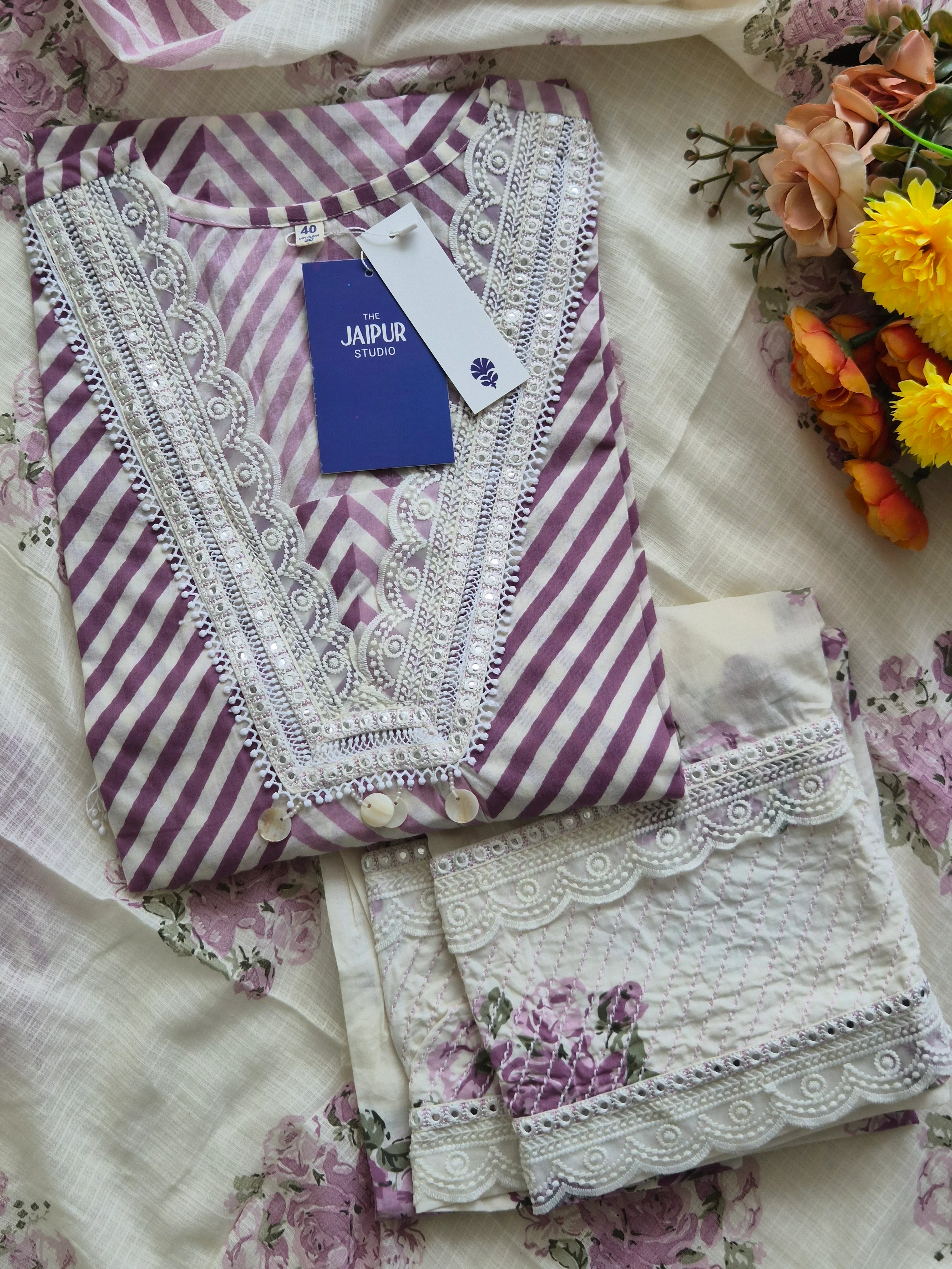 Sara Leheriya Cotton Detailed Farshi Salwar Set - Image 15