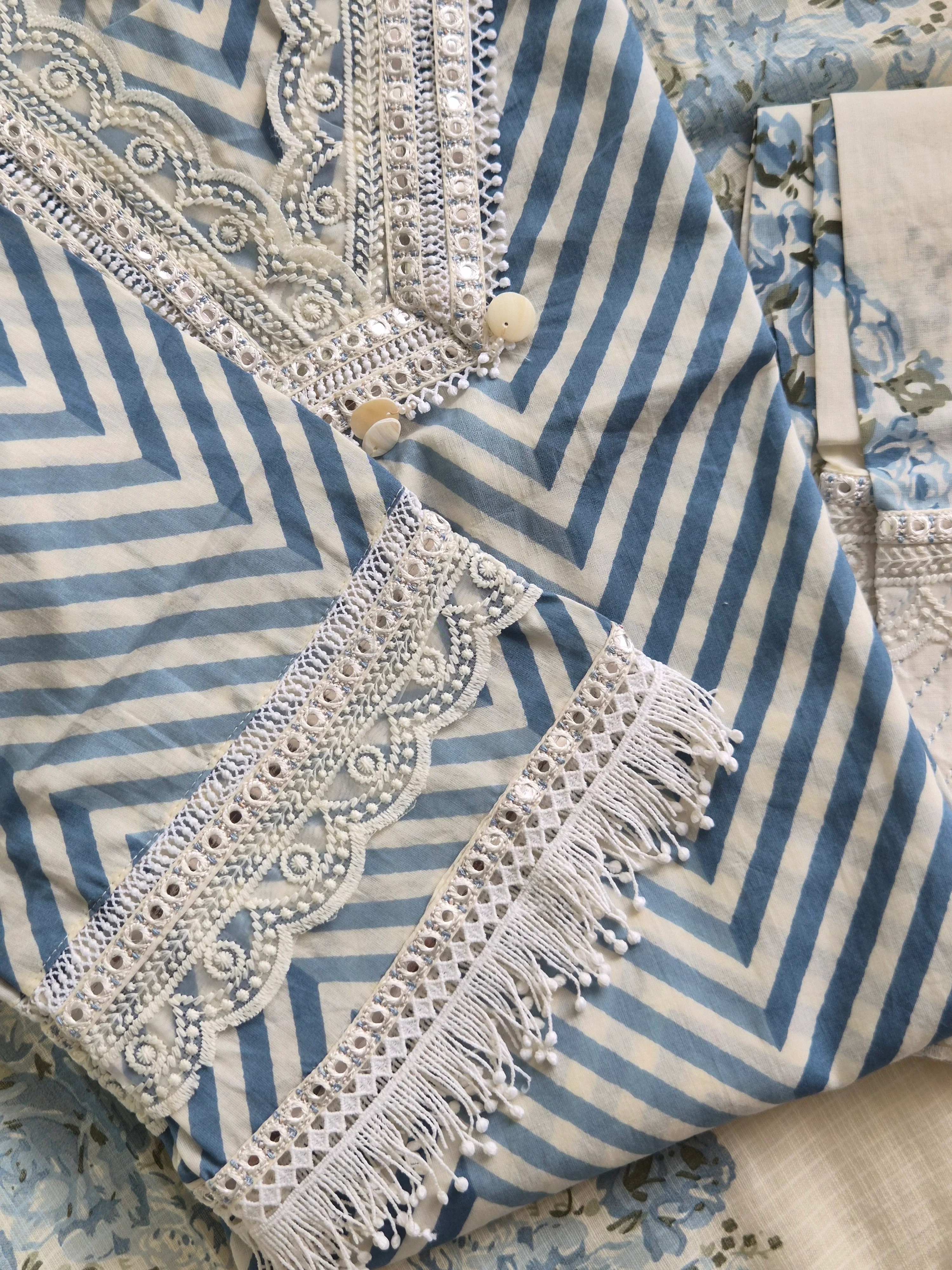 Sara Leheriya Cotton Detailed Farshi Salwar Set - Image 21