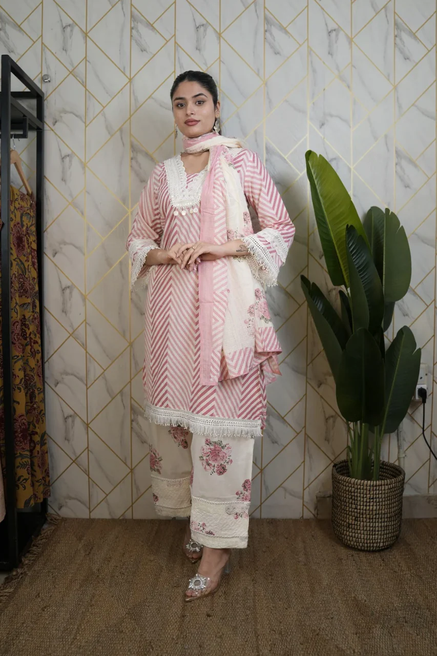 Sara Leheriya Cotton Detailed Farshi Salwar Set - Image 9