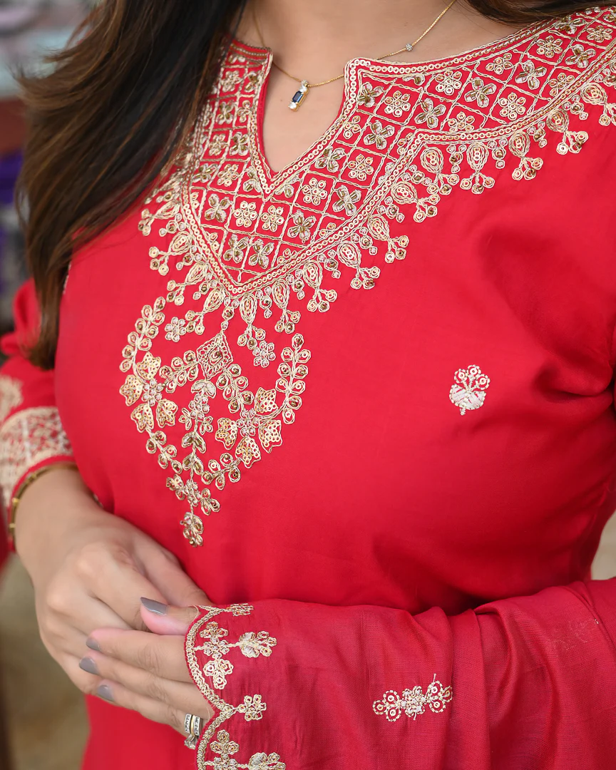 Shagun Muslin Hand Embroidered Pant Set - Image 11