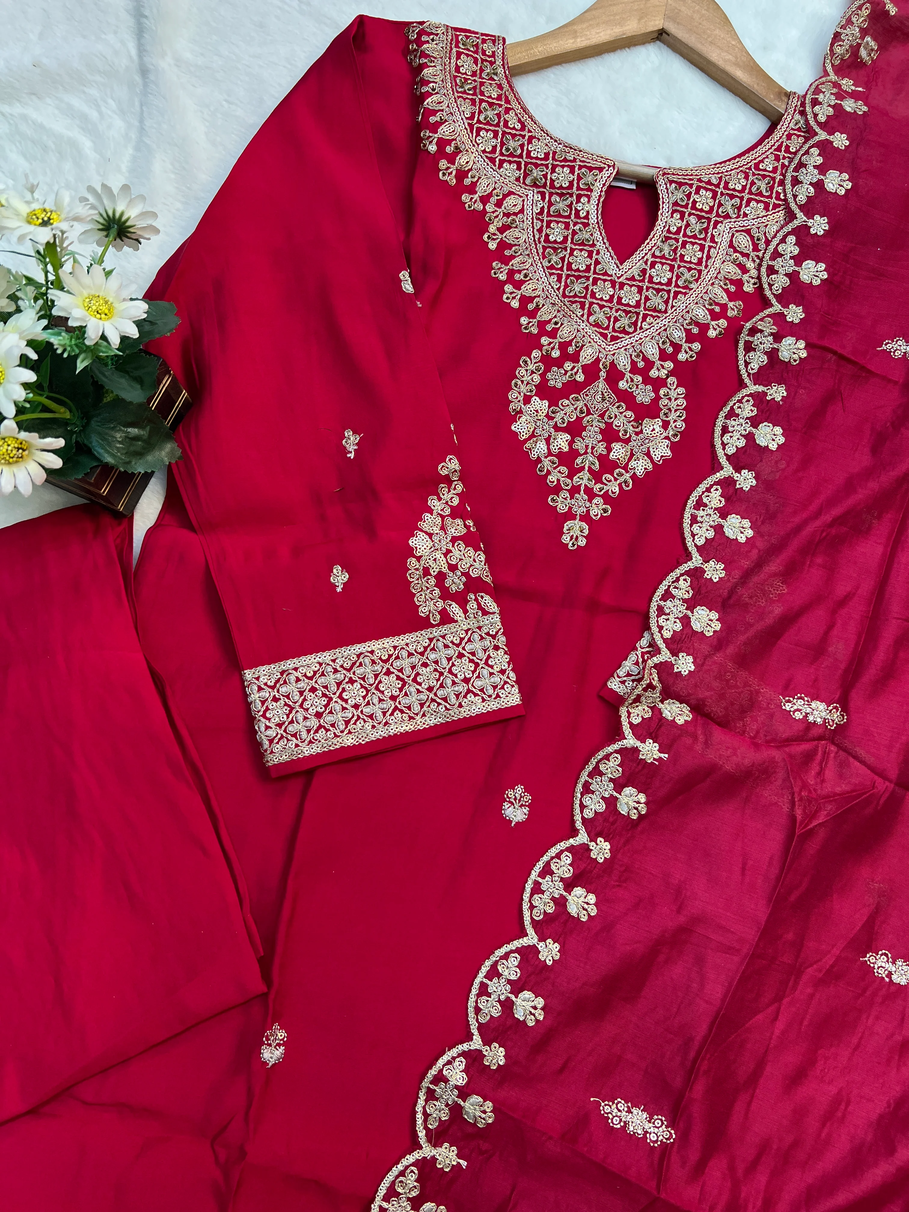 Shagun Muslin Hand Embroidered Pant Set - Image 12