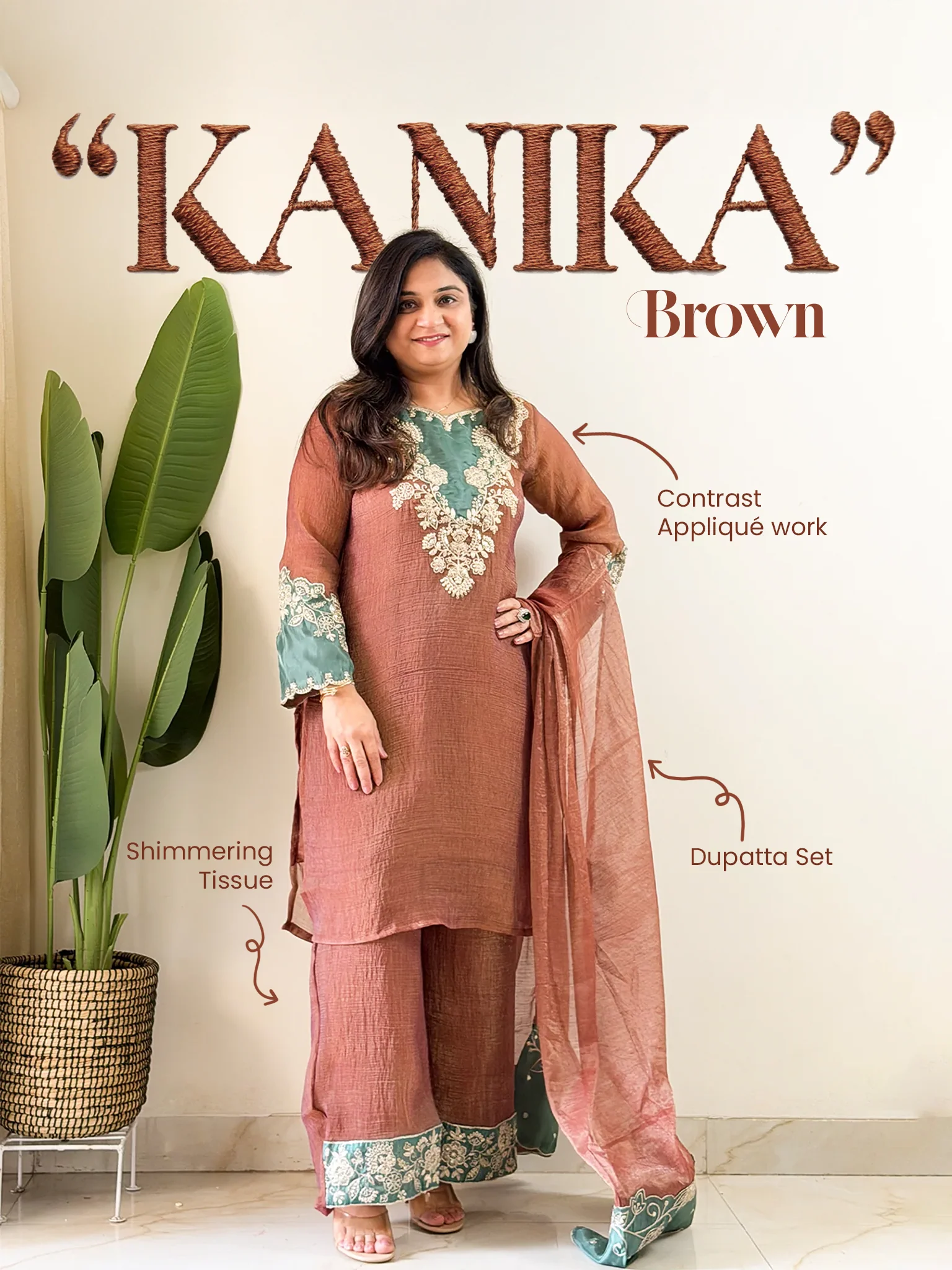 Kanika Shimmer Tissue Applique Detailed Dupatta Set