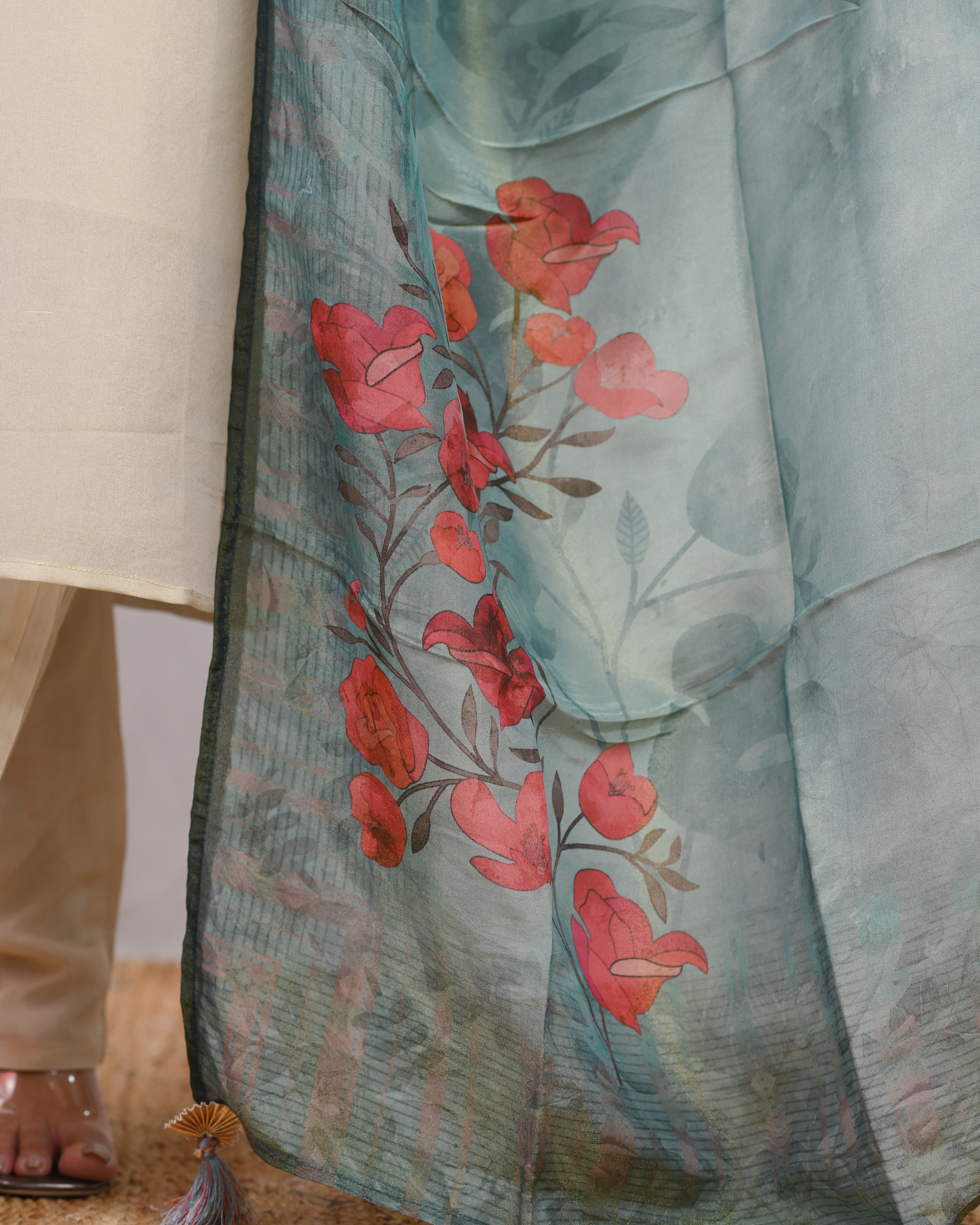 Shimmer Tissue Embroidered Pant Set - Image 5