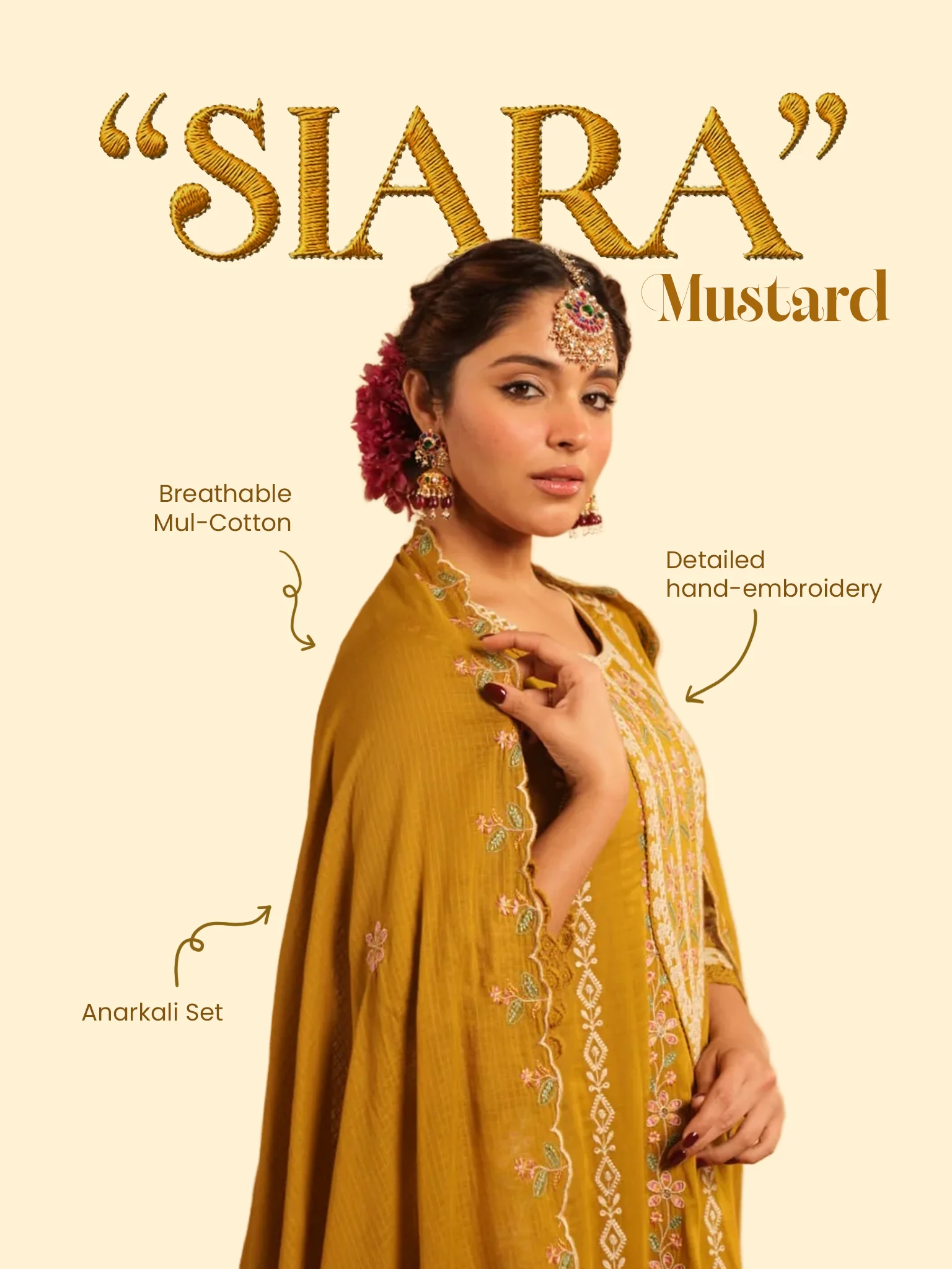 Siara Mul Cotton Embroidered Anarkali Set - Image 2