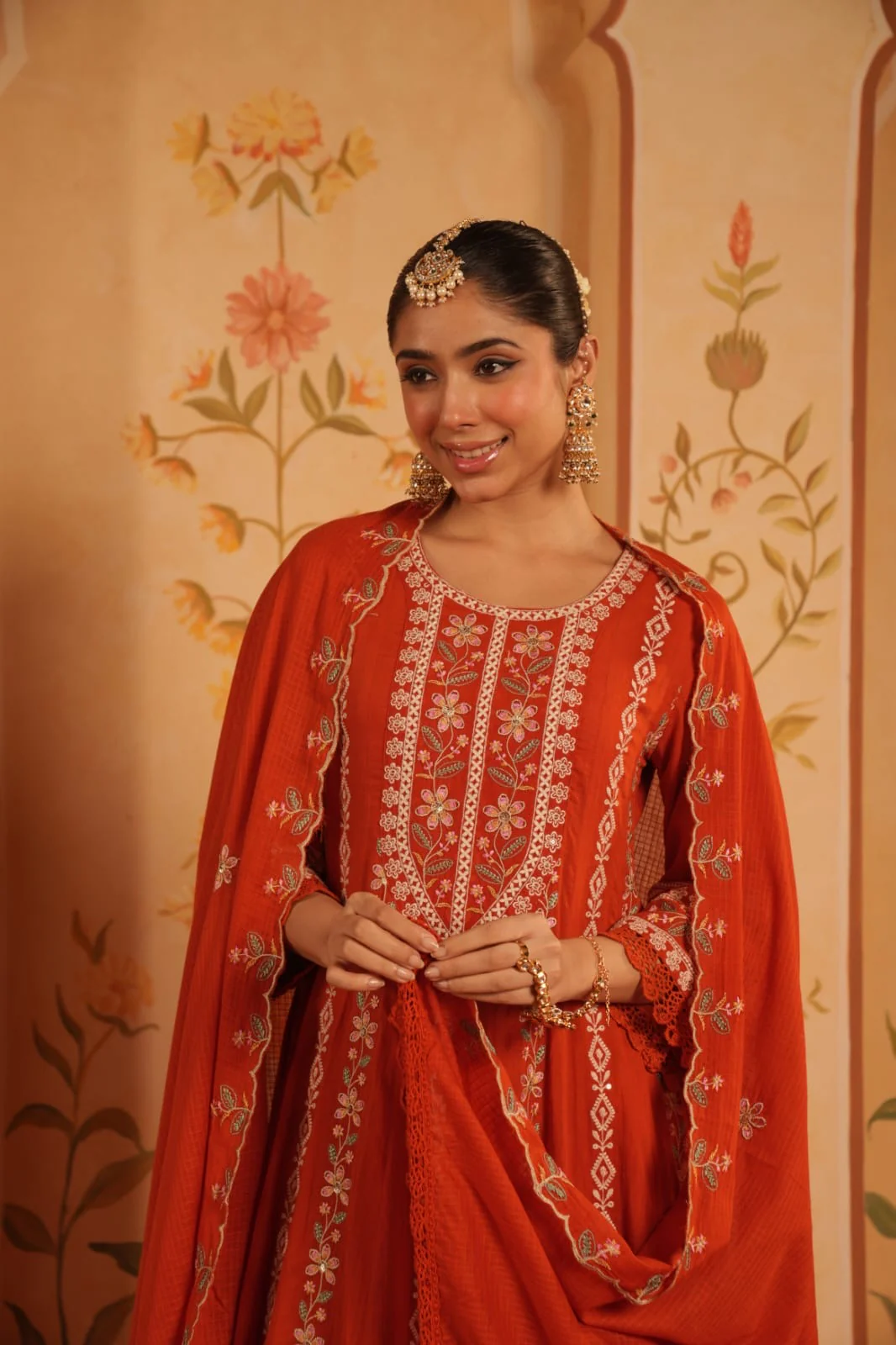 Siara Mul Cotton Embroidered Anarkali Set - Image 6