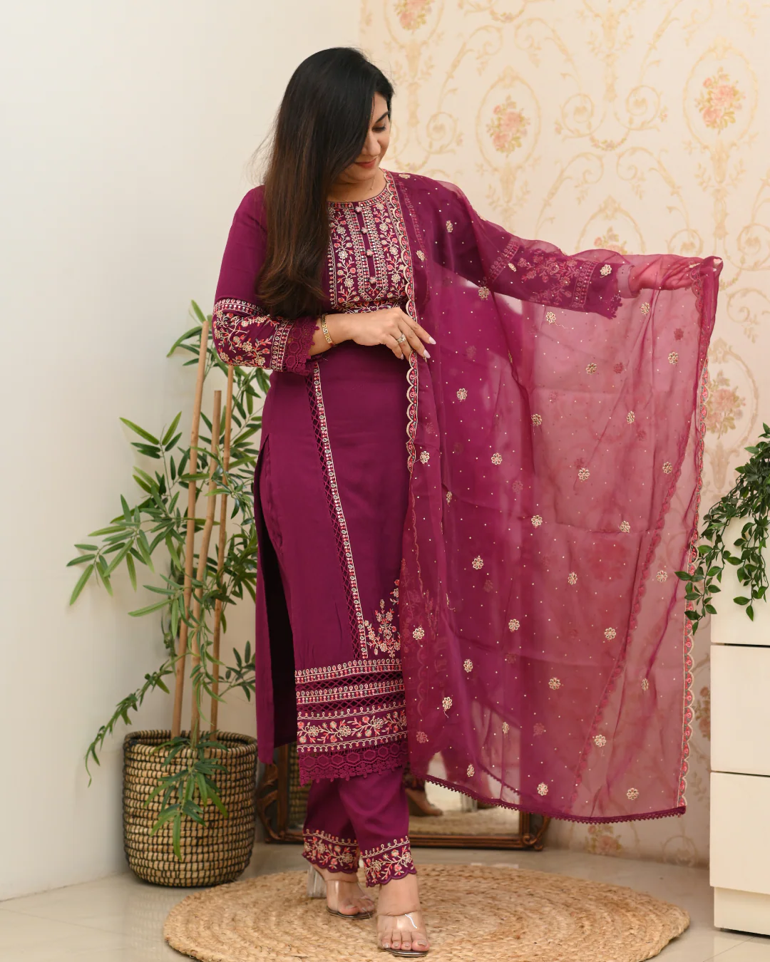 Sohanika Rayon Embroidered Straight Suit - Image 2