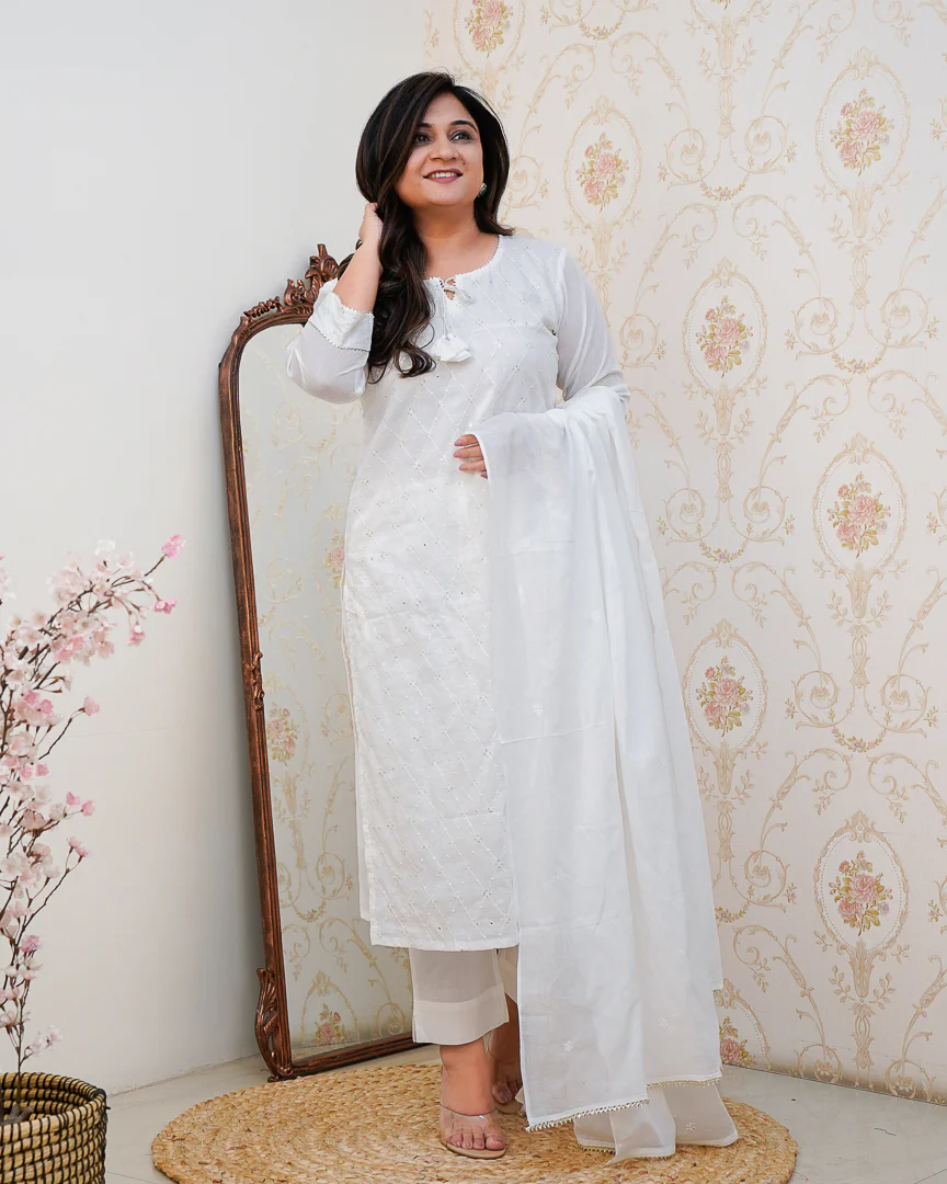 Summerish Mul Cotton Embroidered Pant Set - Image 5