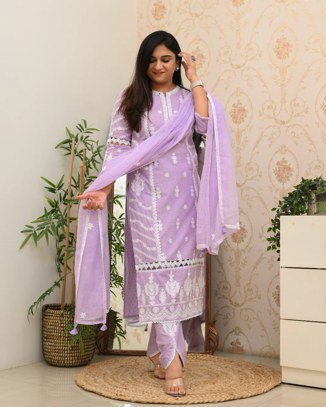 Sunaina Cotton Embroidered Designer Pant Set - Image 4