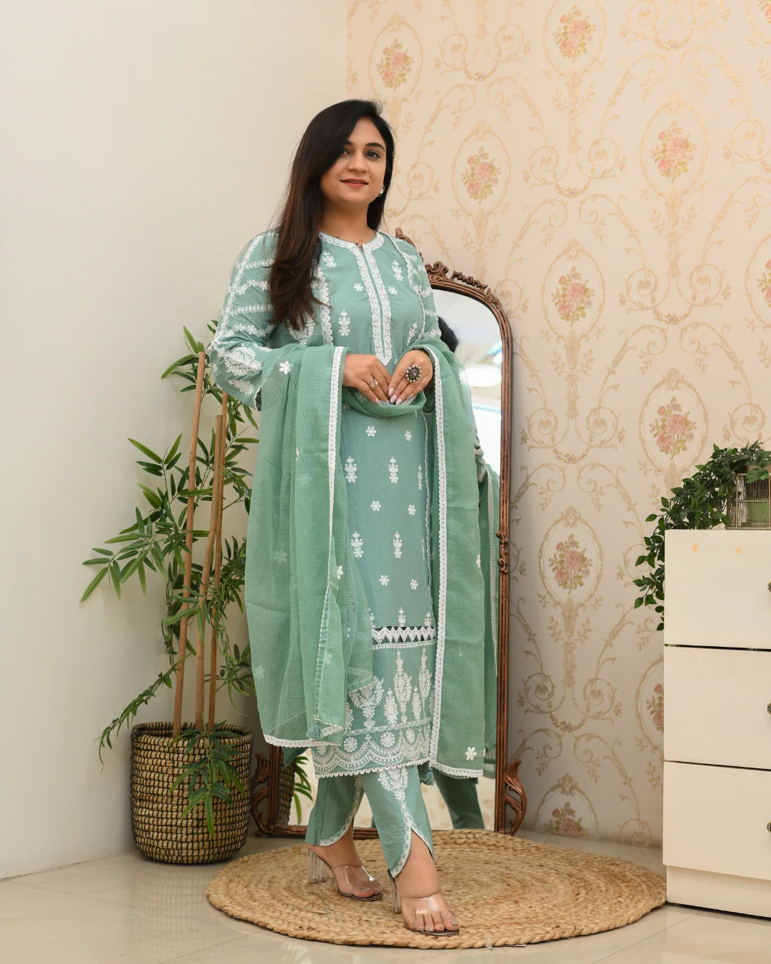 Sunaina Cotton Embroidered Designer Pant Set - Image 5