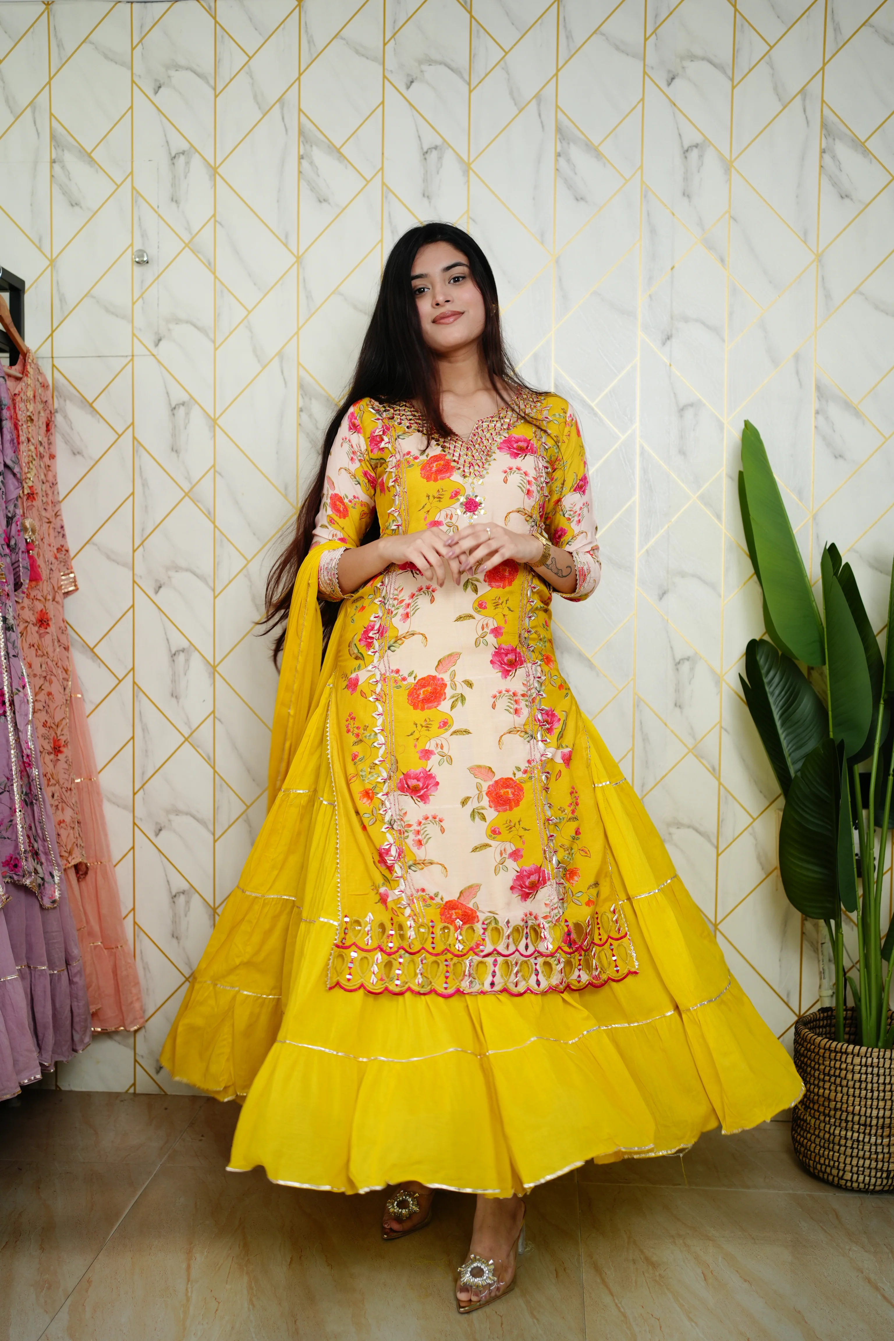 Tahira Floral Indian One Piece Dupatta Set - Image 6