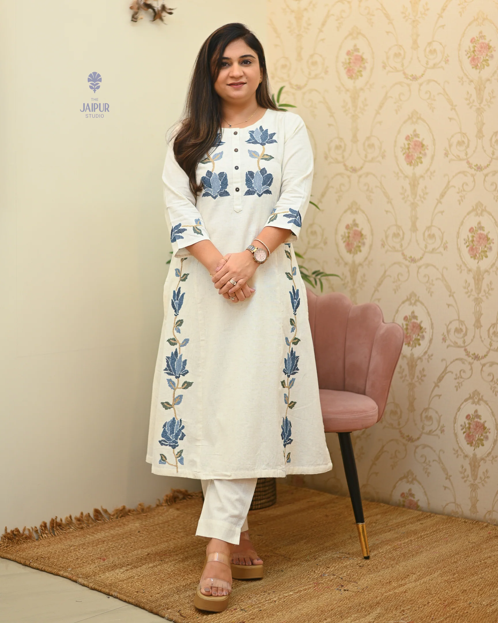 Tamanna Cotton Embroidered Pant Set - Image 2