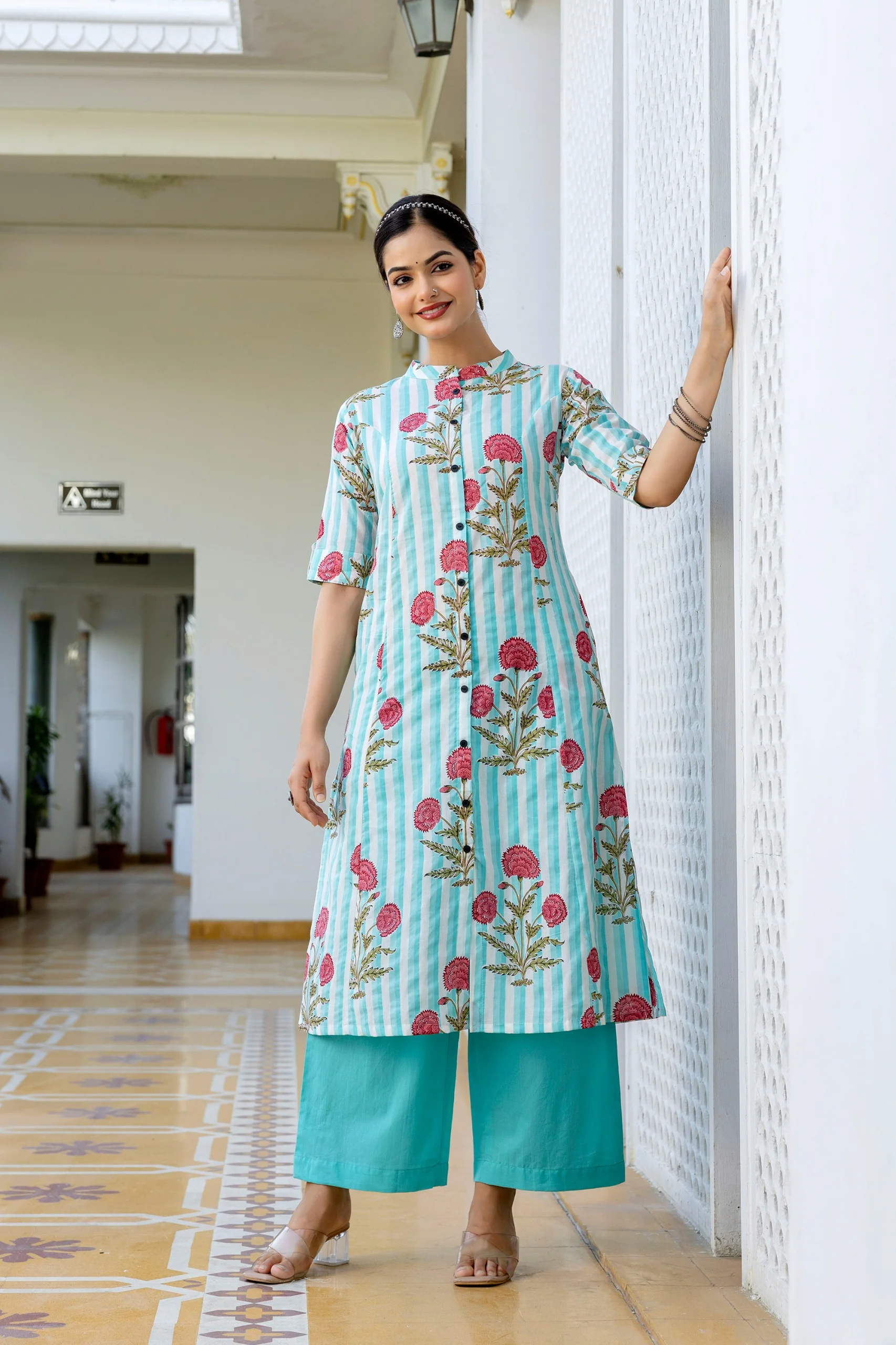 Taru Cotton Floral A-line Casual Coord Set - Image 11