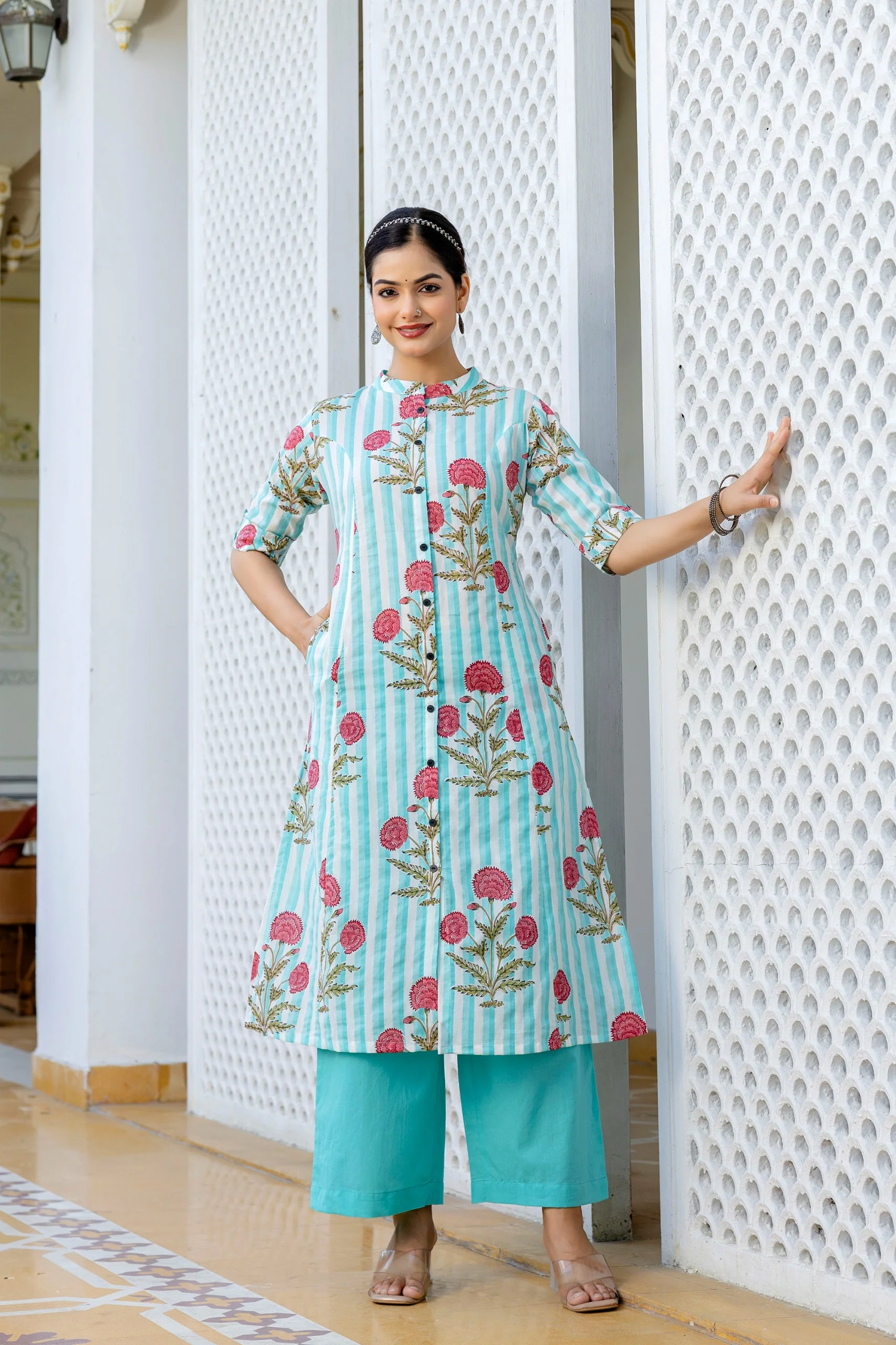 Taru Cotton Floral A-line Casual Coord Set - Image 13