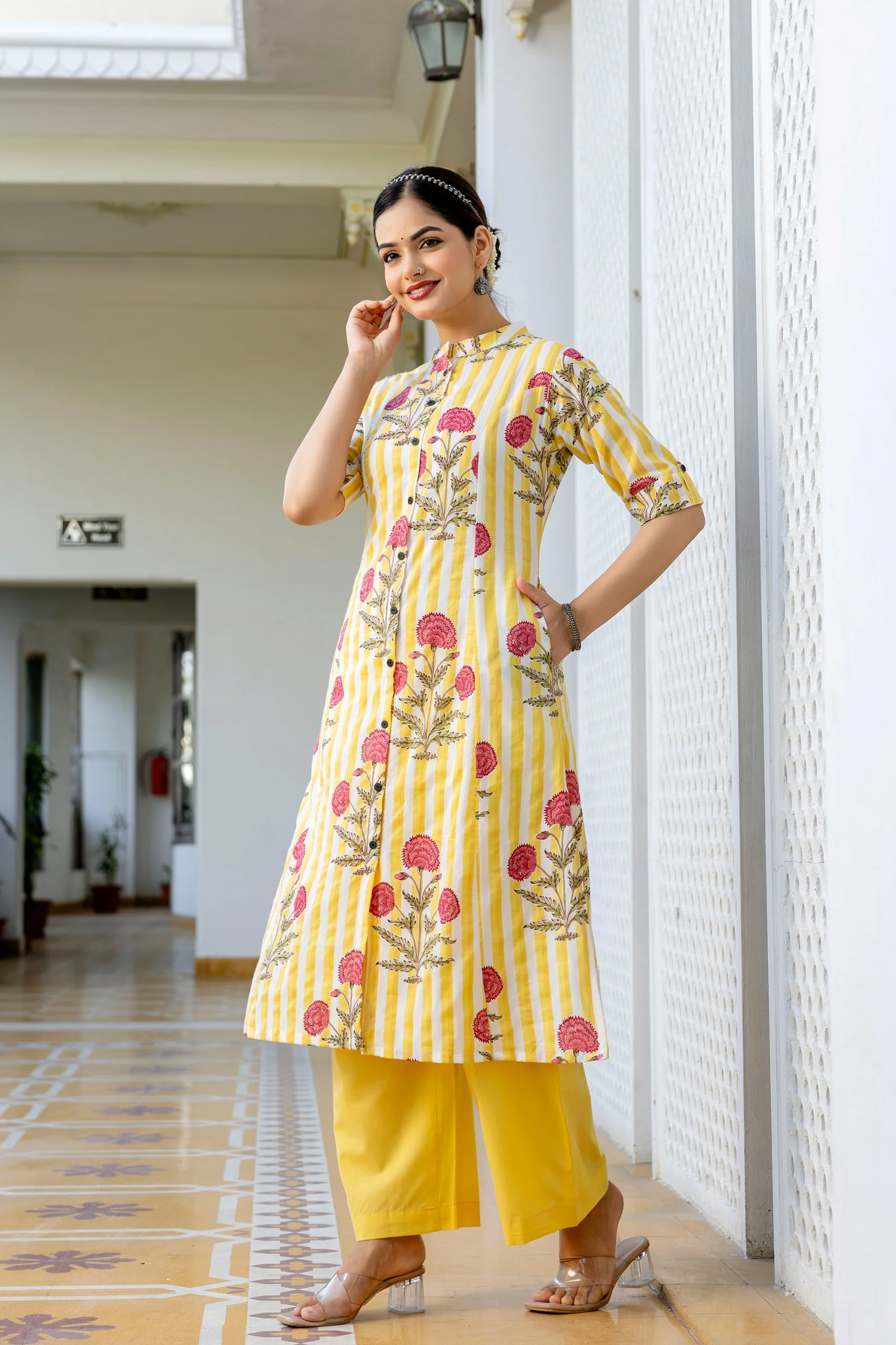 Taru Cotton Floral A-line Casual Coord Set - Image 14