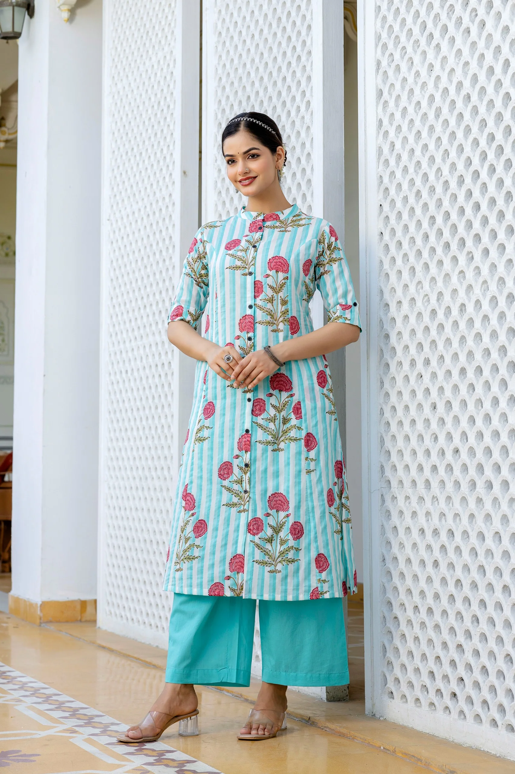 Taru Cotton Floral A-line Casual Coord Set - Image 18