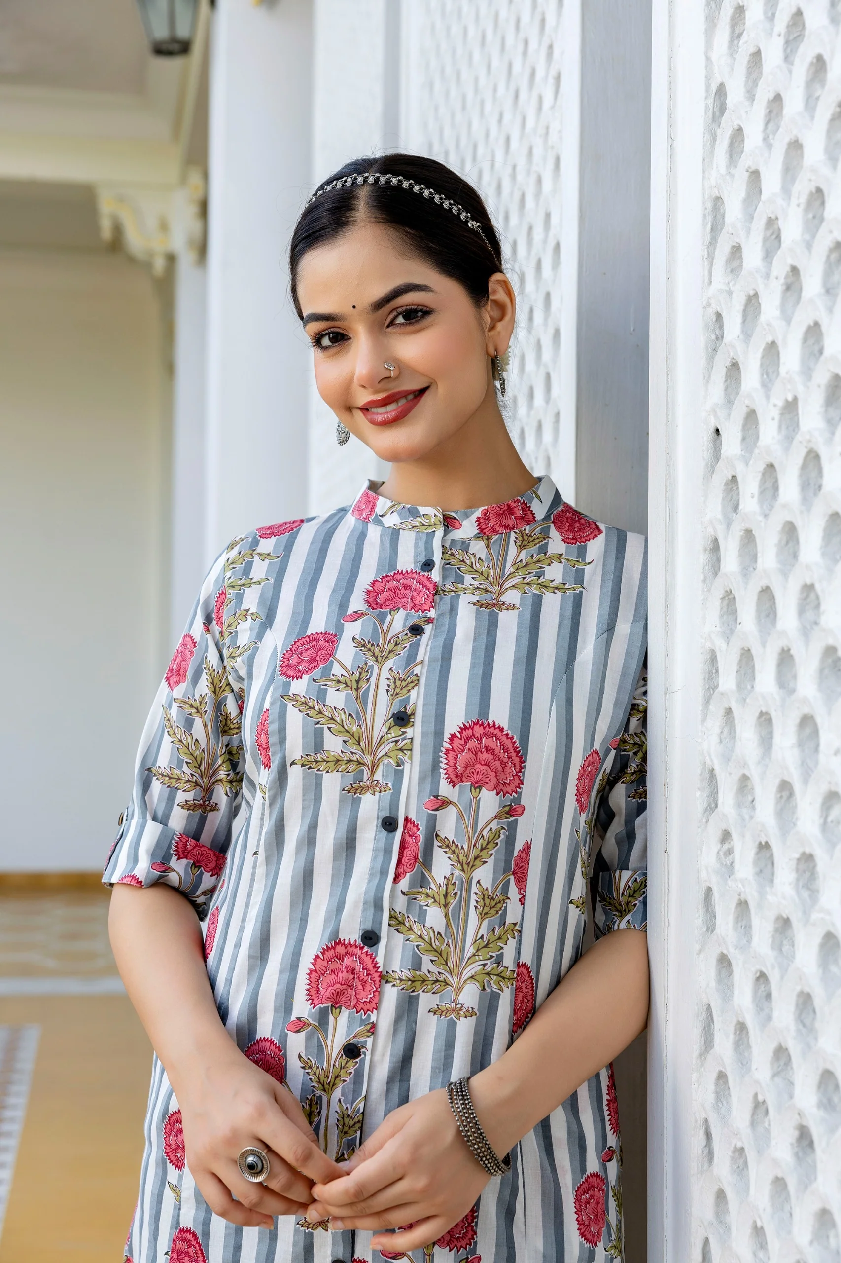 Taru Cotton Floral A-line Casual Coord Set - Image 5