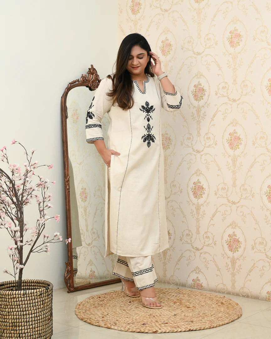 Trusha Cotton Embroidered A-line Plazo Set - Image 3