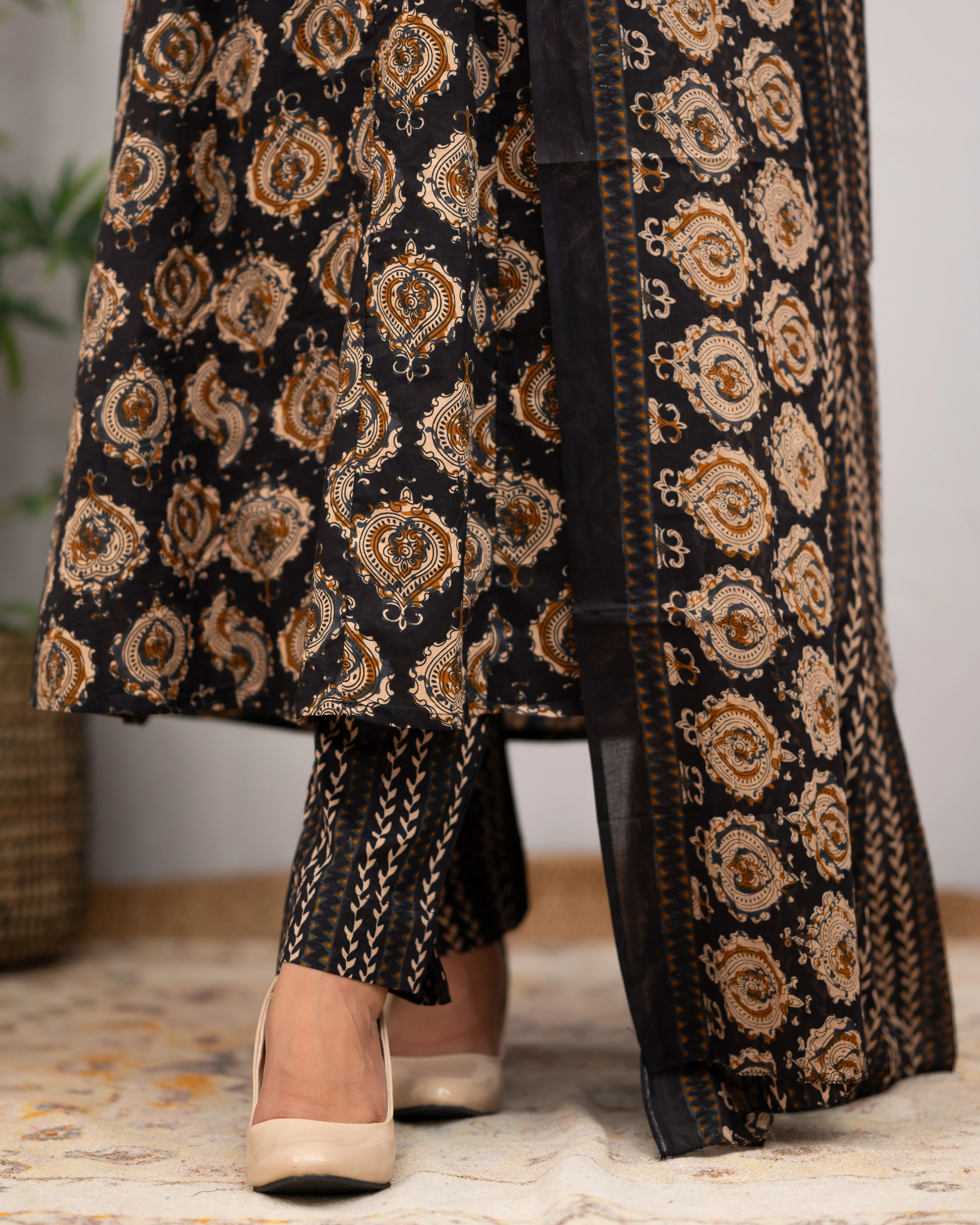 Vanilla Ajrakh A-line pant Set with Pockets - Image 12