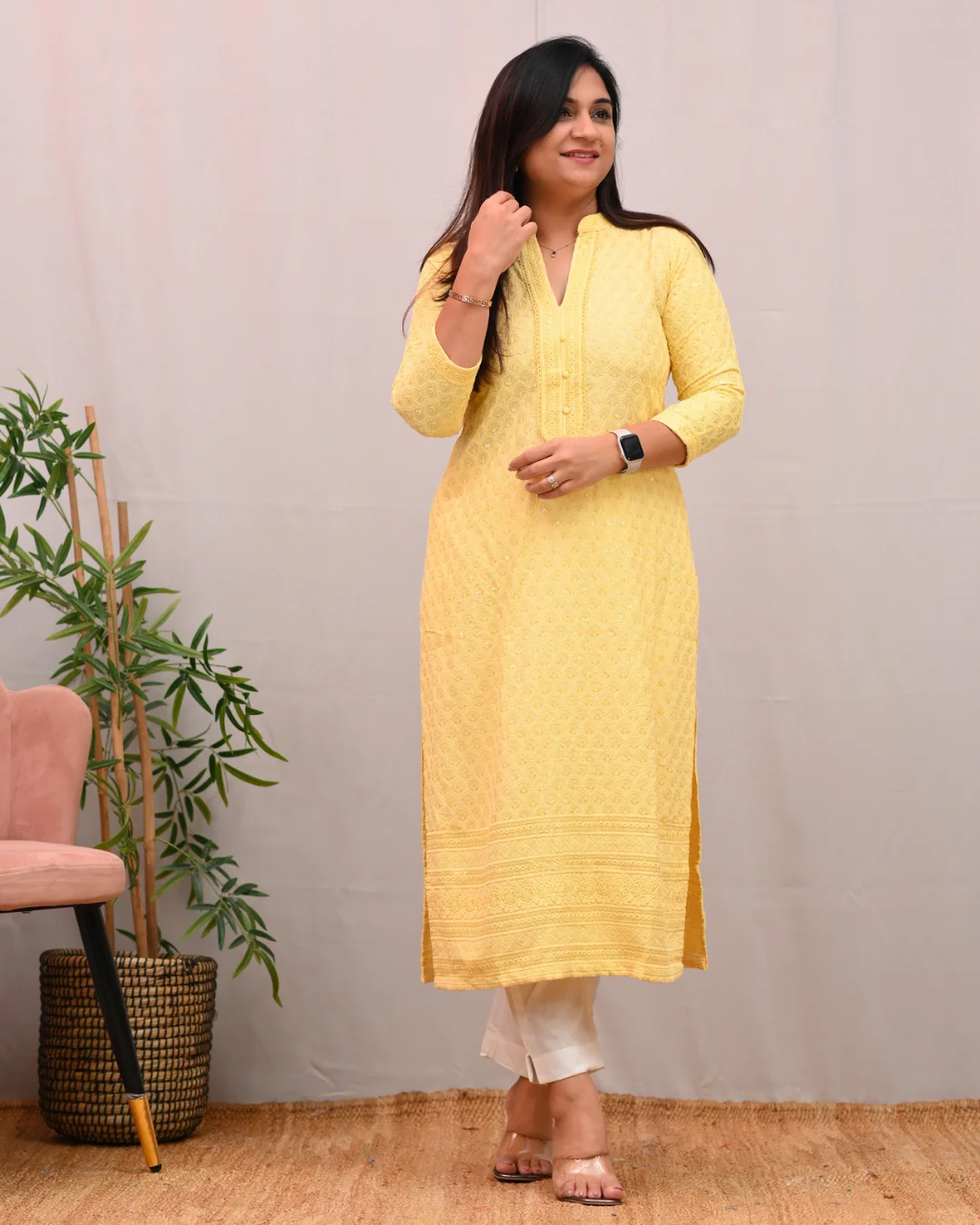 Venus Rayon Chikankari Casual Straight Kurta - Image 3
