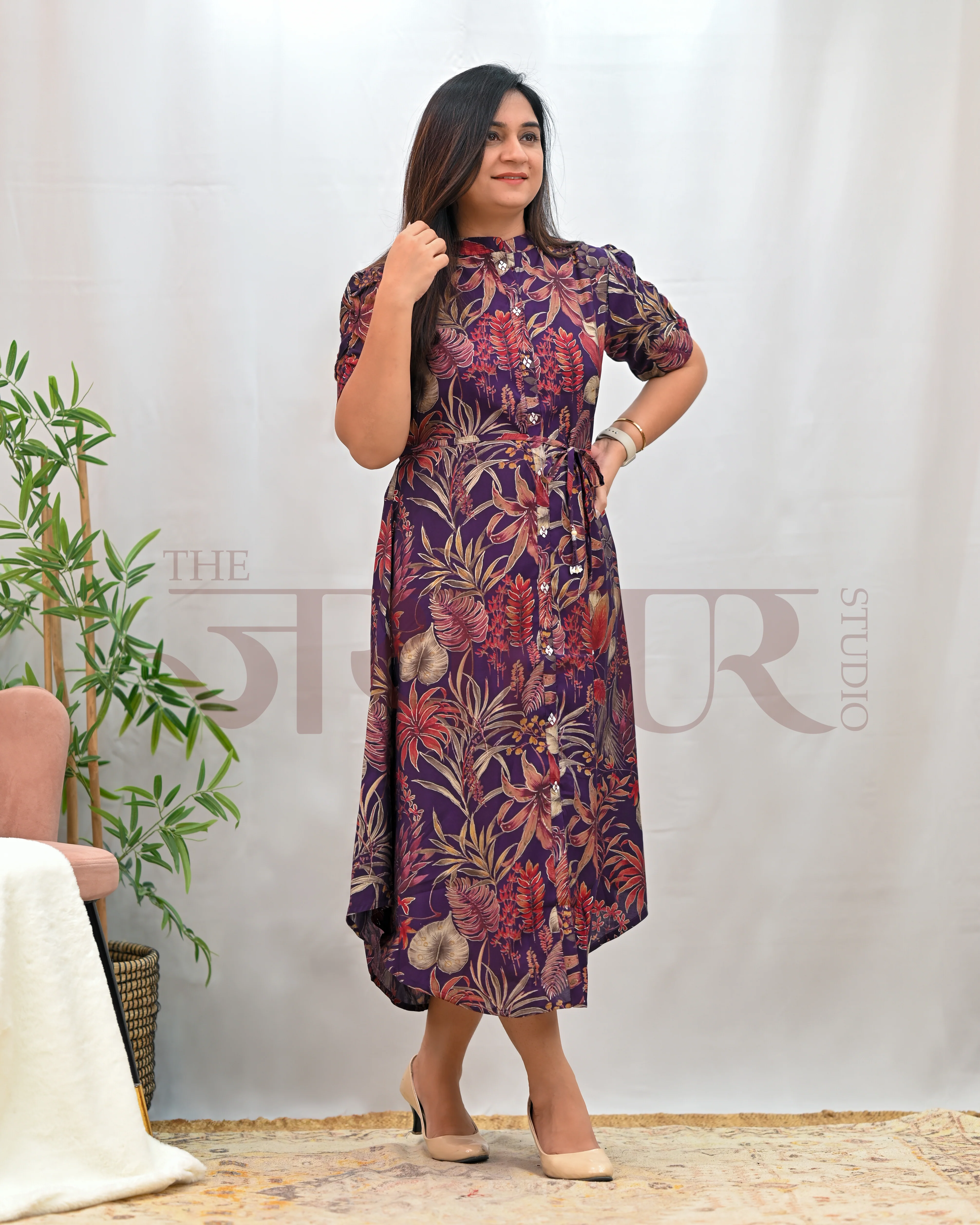 Zaina Muslin Floral Long Gown - Image 3