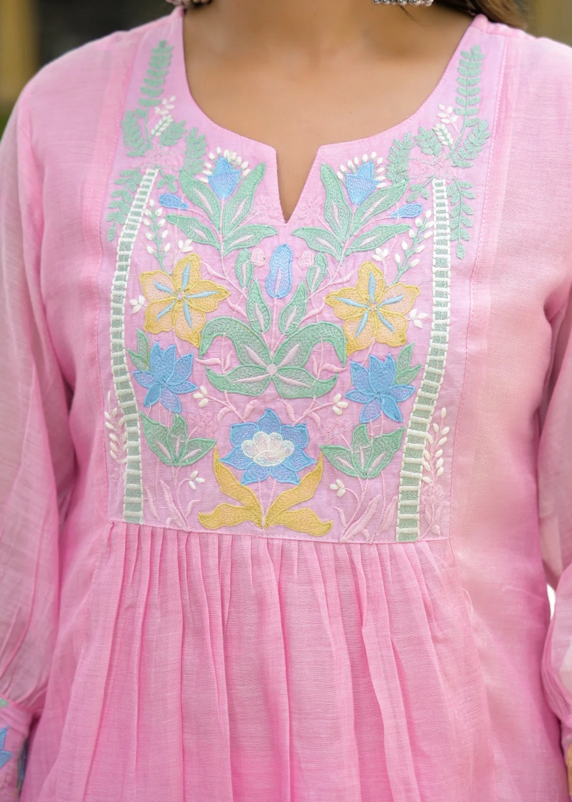 Zainab Chanderi Embroidered A-line pant Set - Image 13
