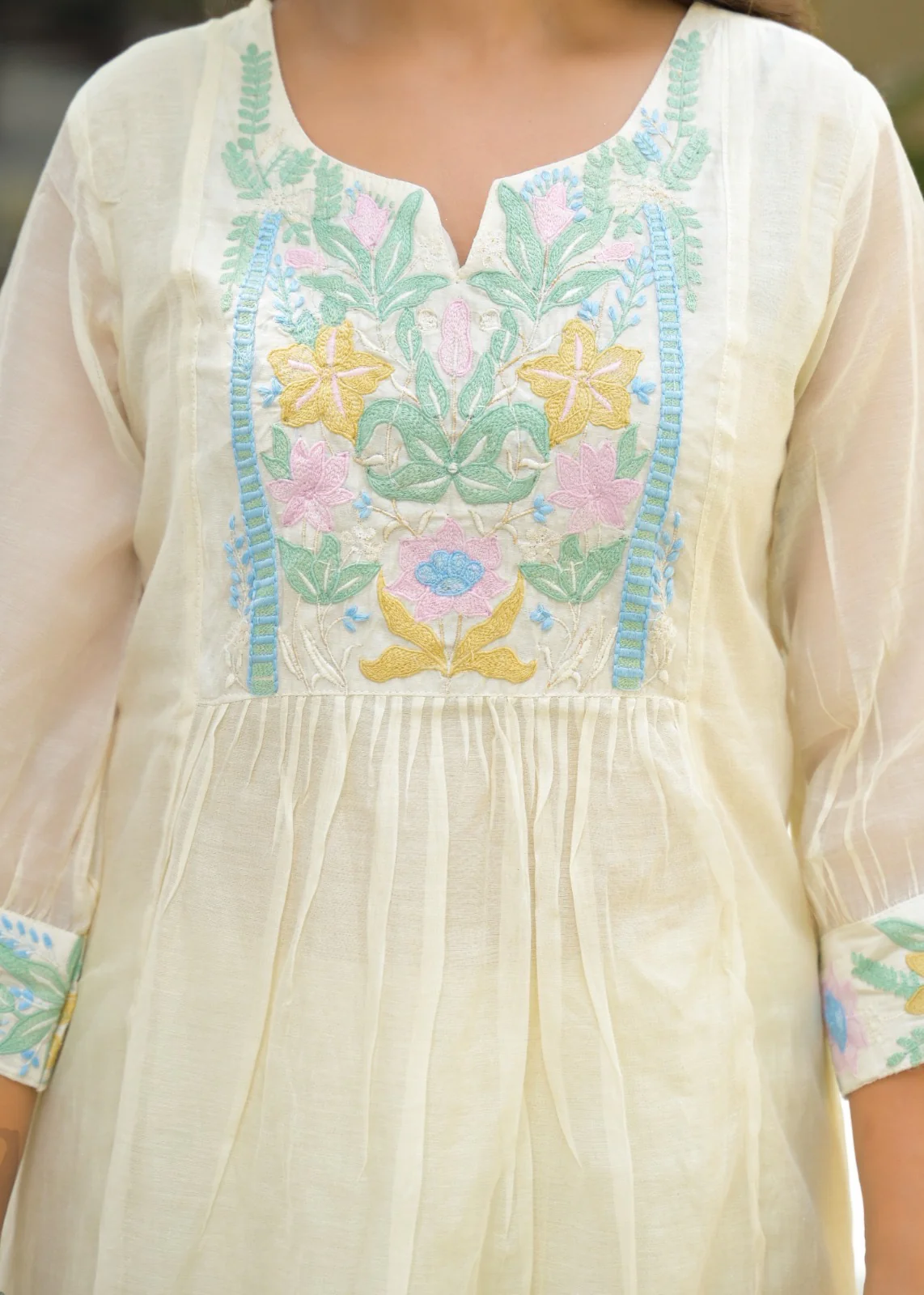 Zainab Chanderi Embroidered A-line pant Set - Image 14