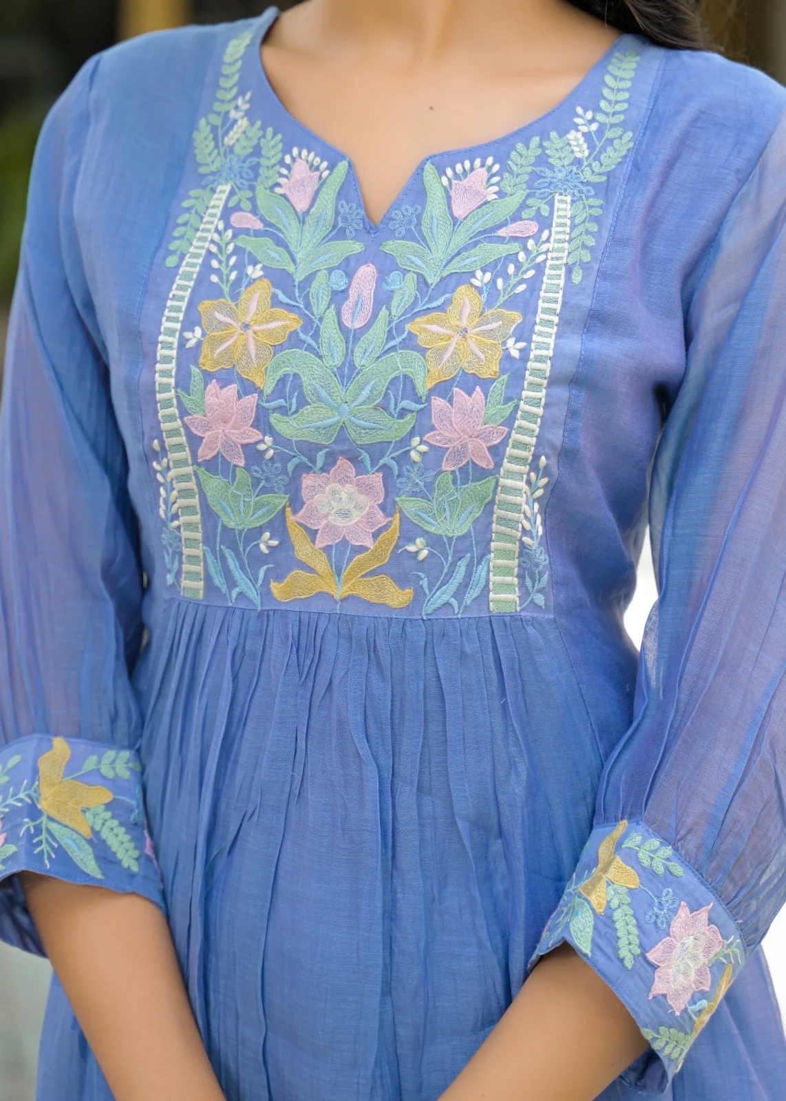 Zainab Chanderi Embroidered A-line pant Set - Image 15