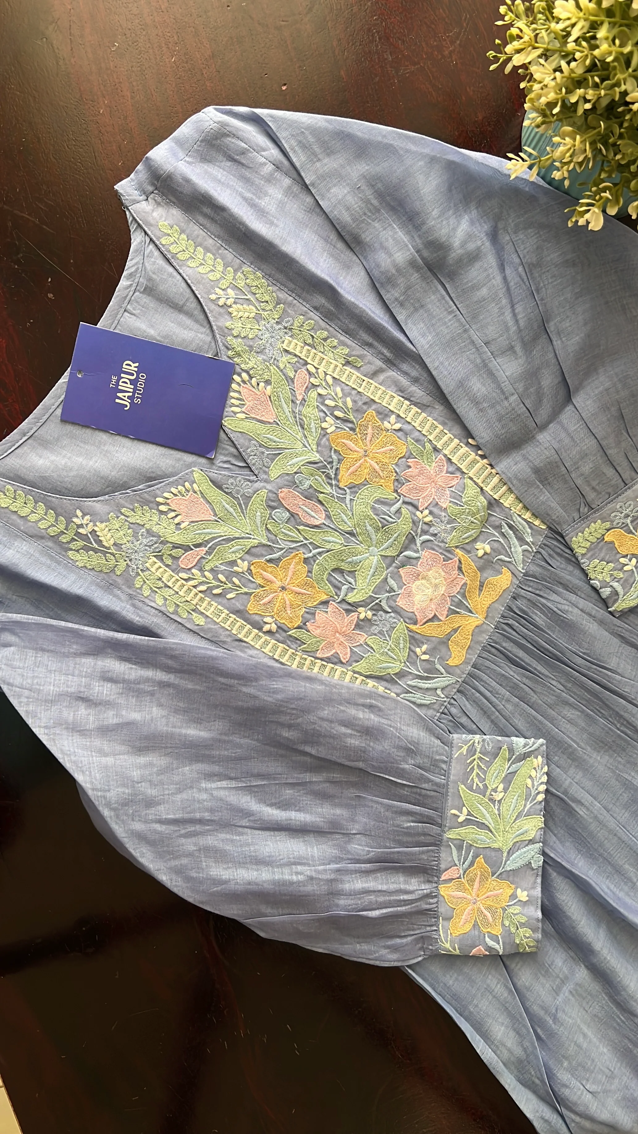 Zainab Chanderi Embroidered A-line pant Set - Image 20