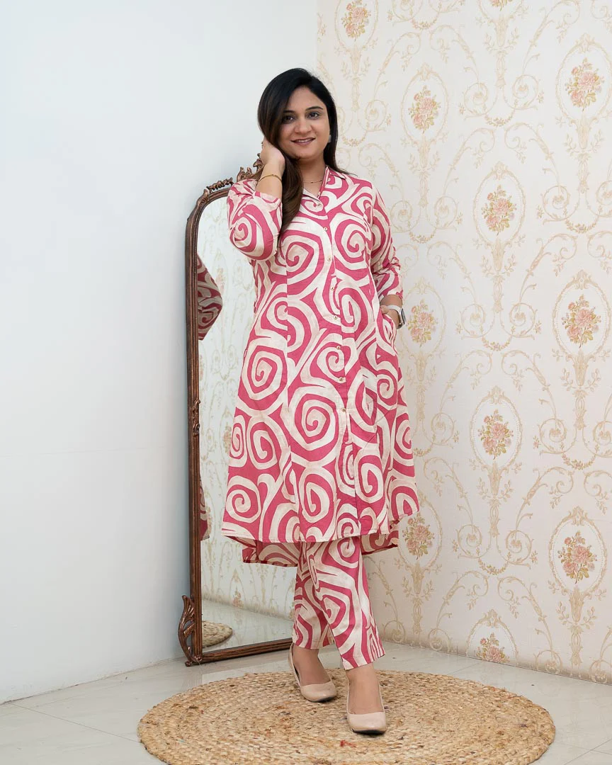 Zaisha Cotton Floral Cotton A-line Coord set