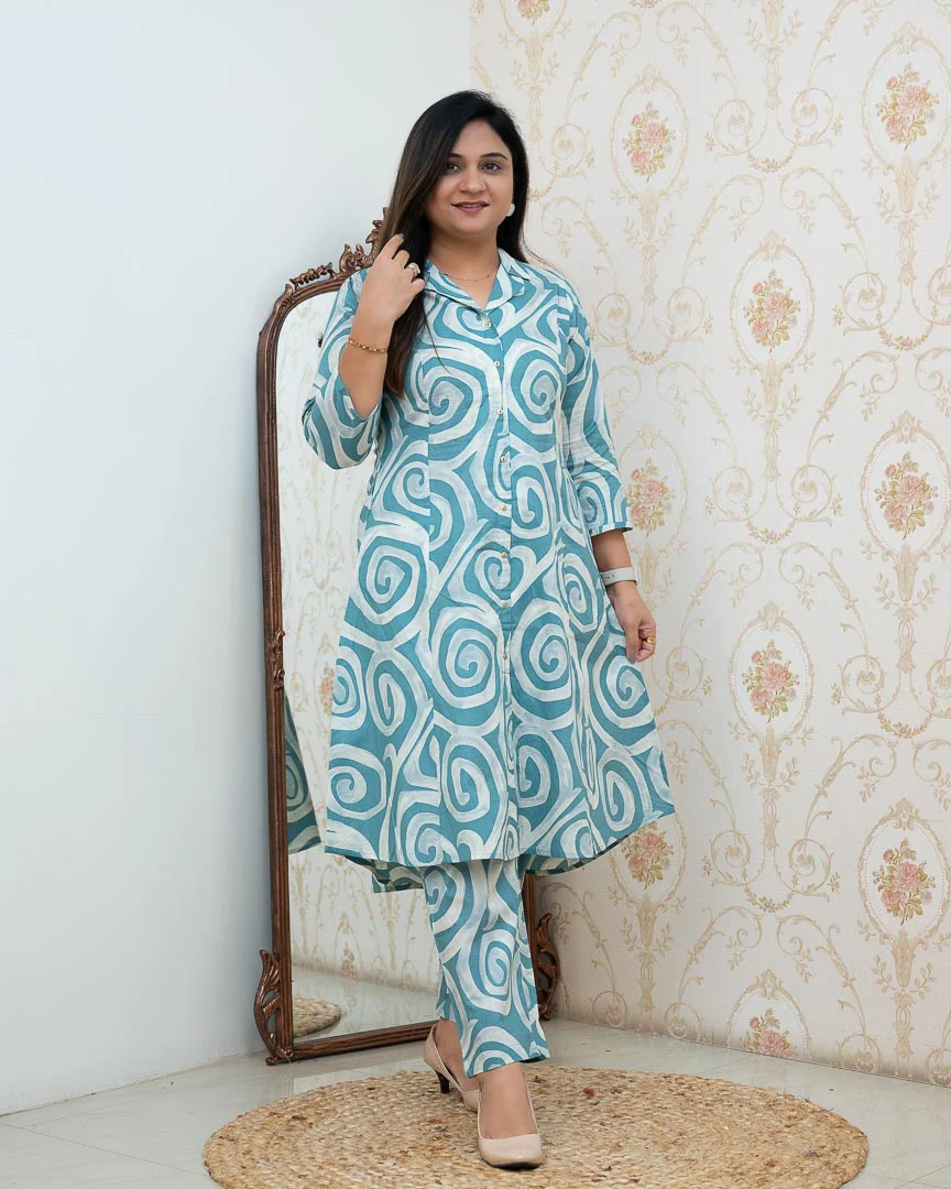 Zaisha Cotton Floral Cotton A-line Coord set - Image 3