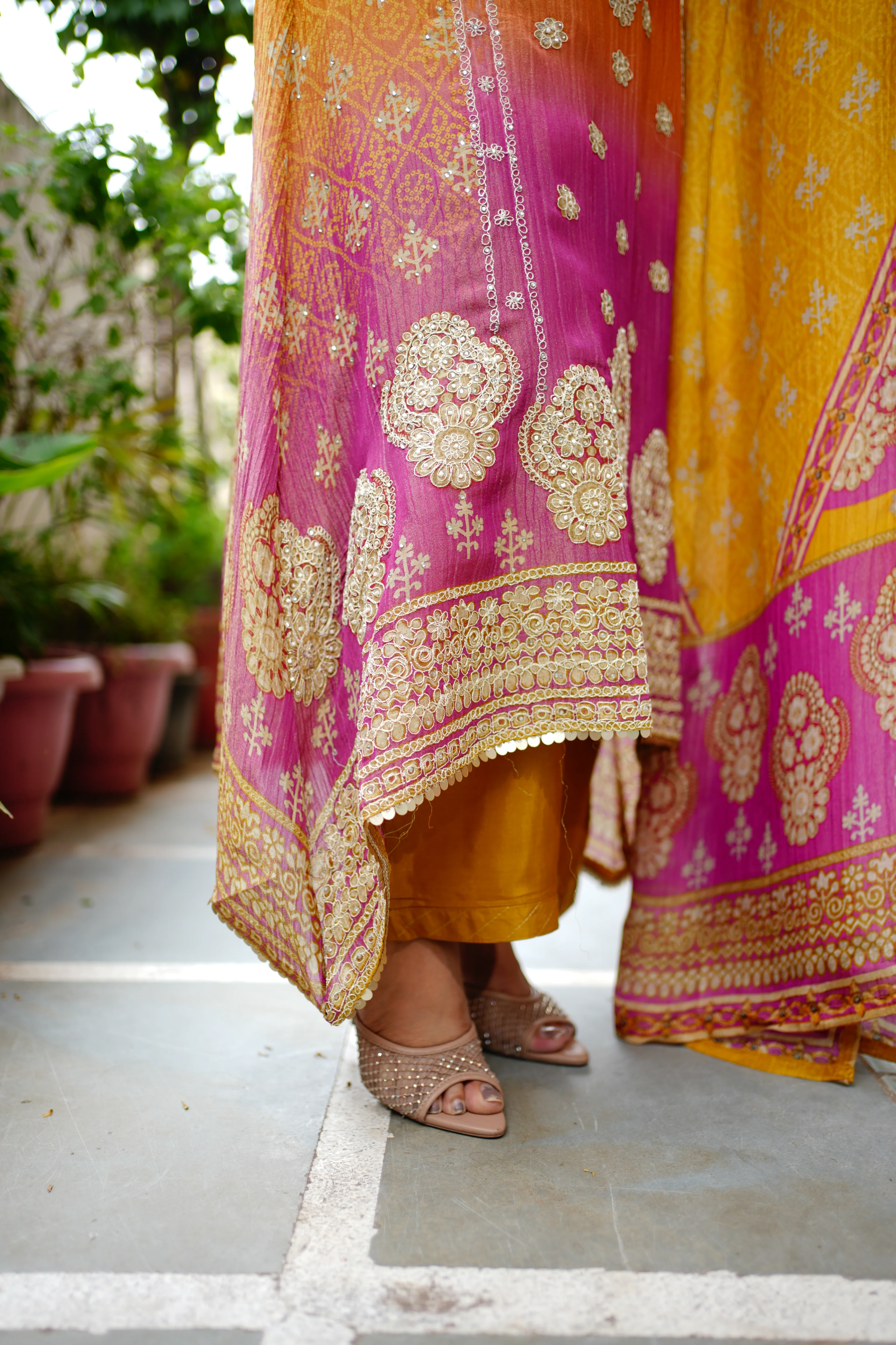 Zehra Asymmetric Shimmer Tissue  Embroidered Pant Set - Image 7